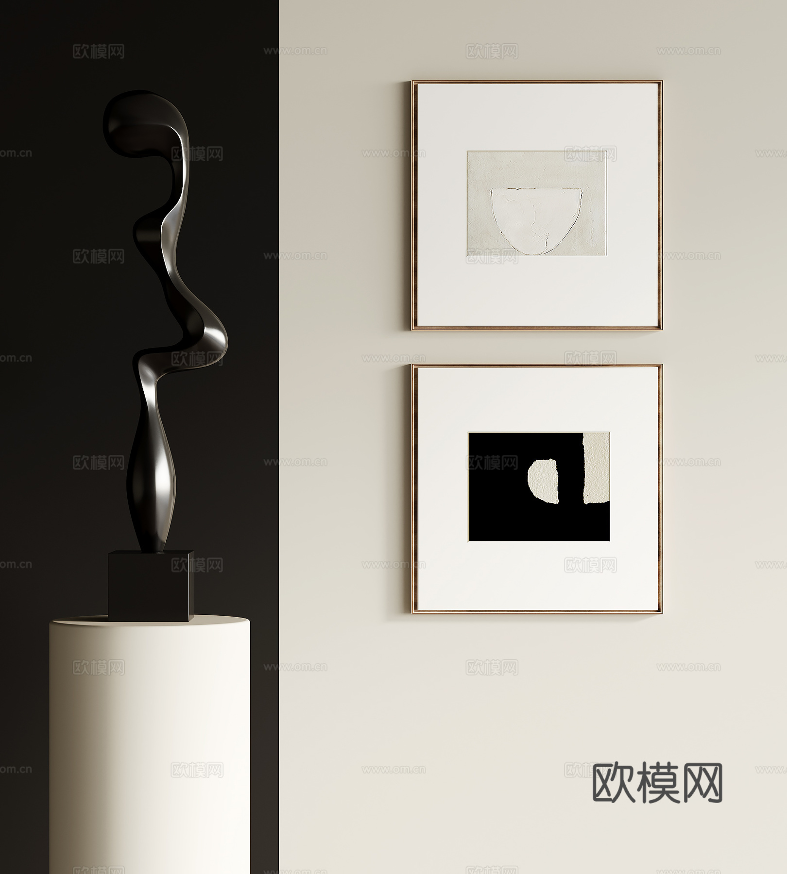 侘寂风装饰画3d模型