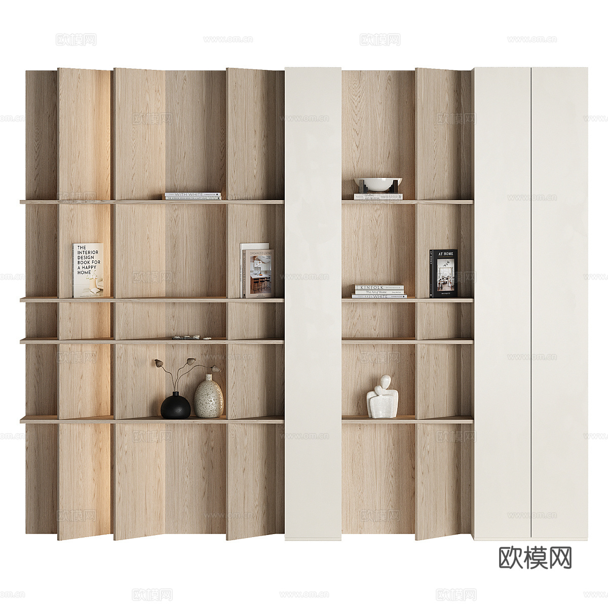 现代意式极简书柜3d模型
