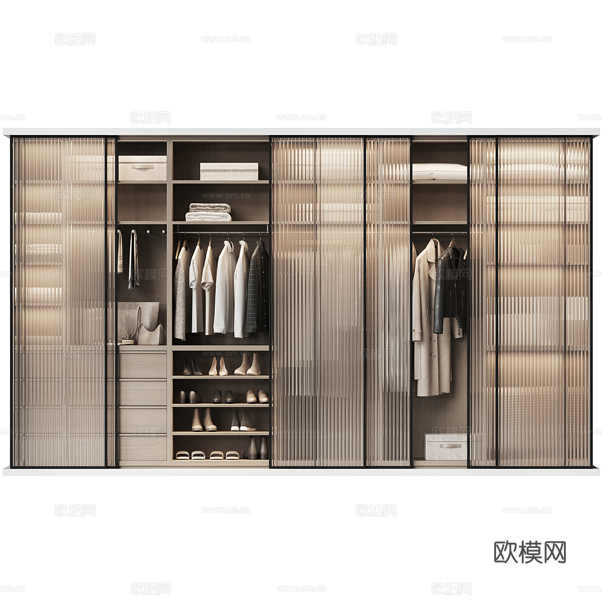 现代意式极简衣柜3d模型