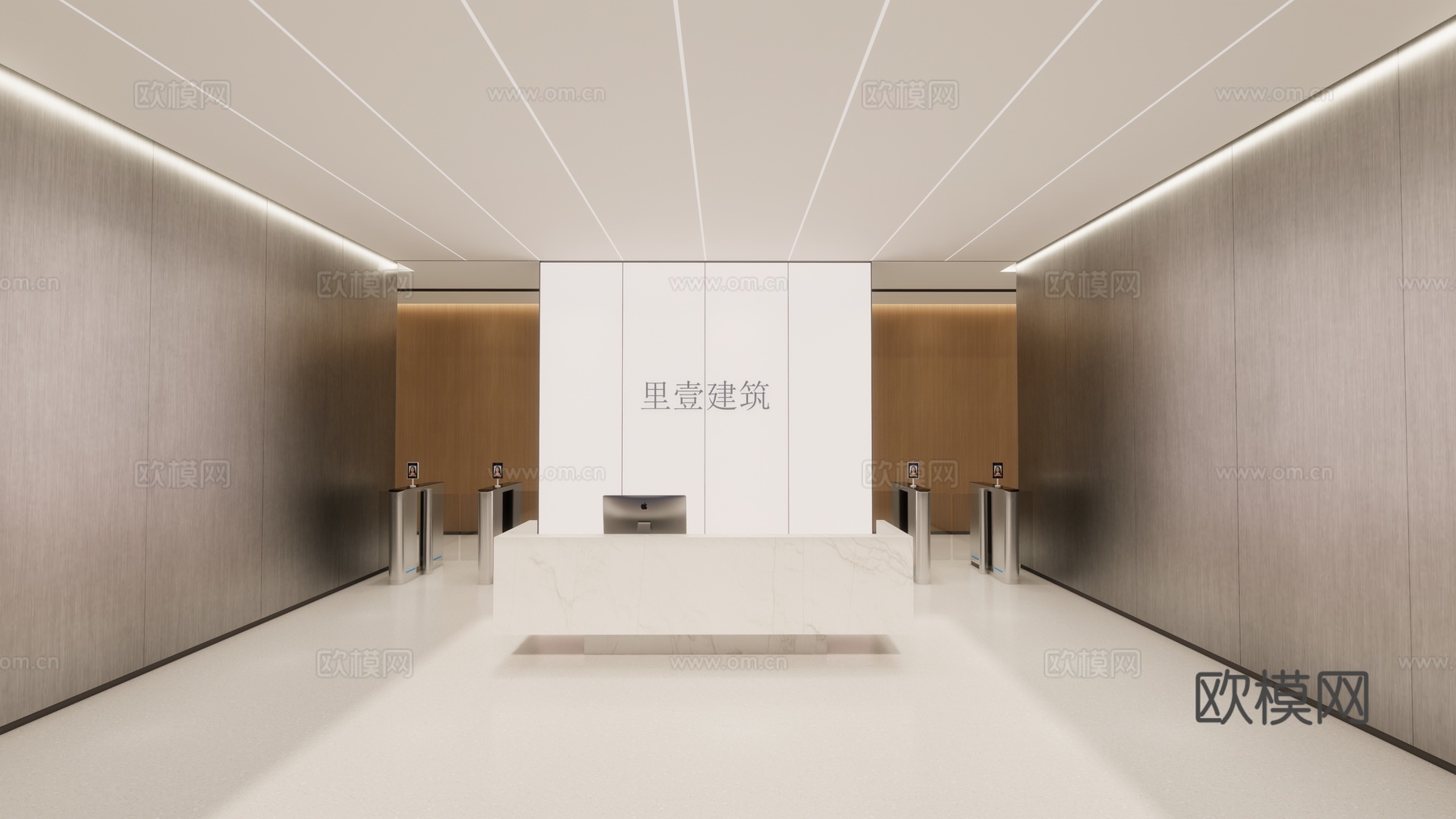 公司前台接待公司大厅su模型
