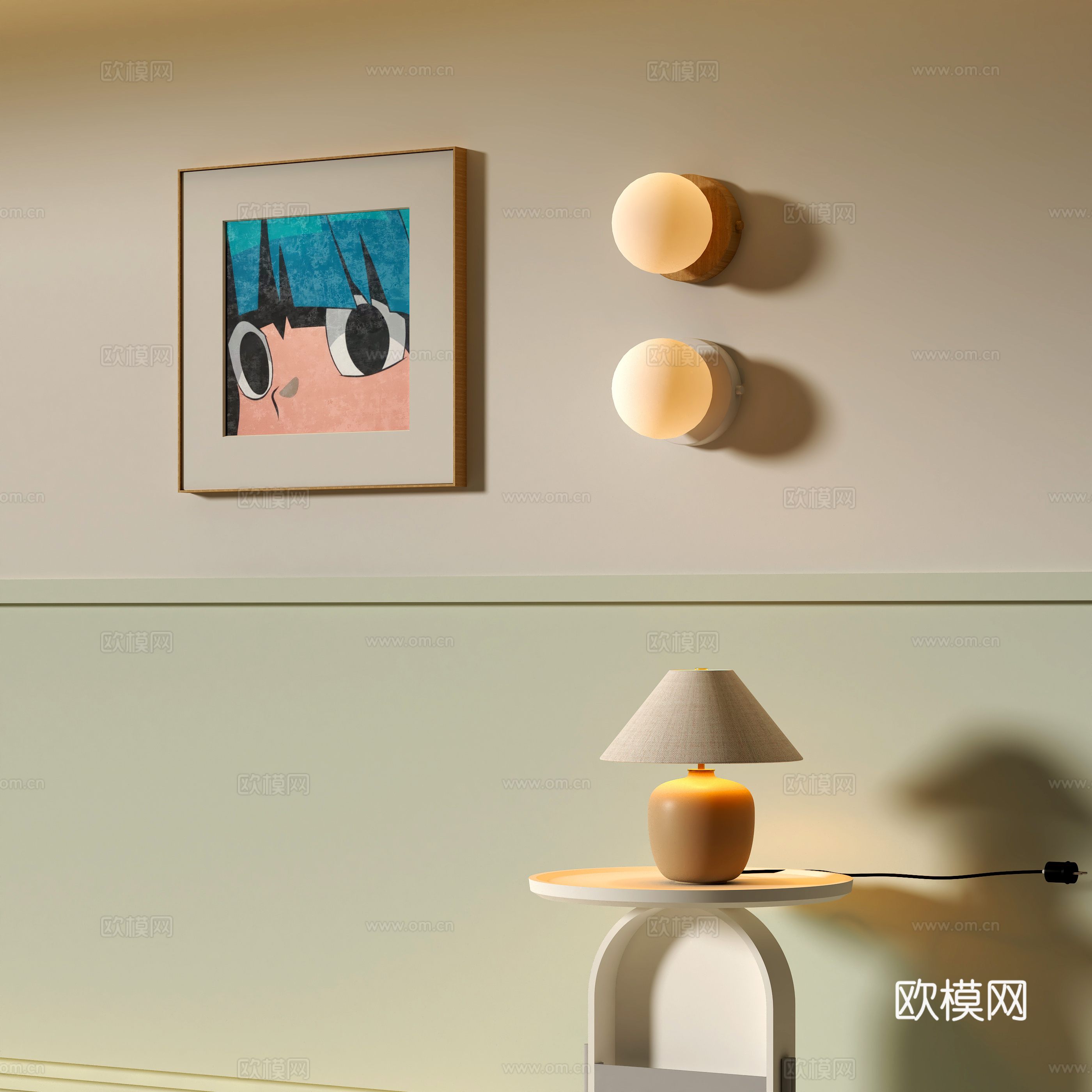 现代壁灯 台灯 装饰挂画su模型