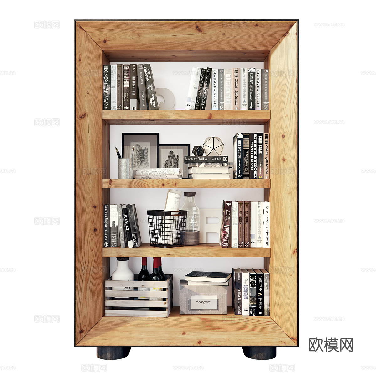 现代意式成品书柜 矮书柜3d模型