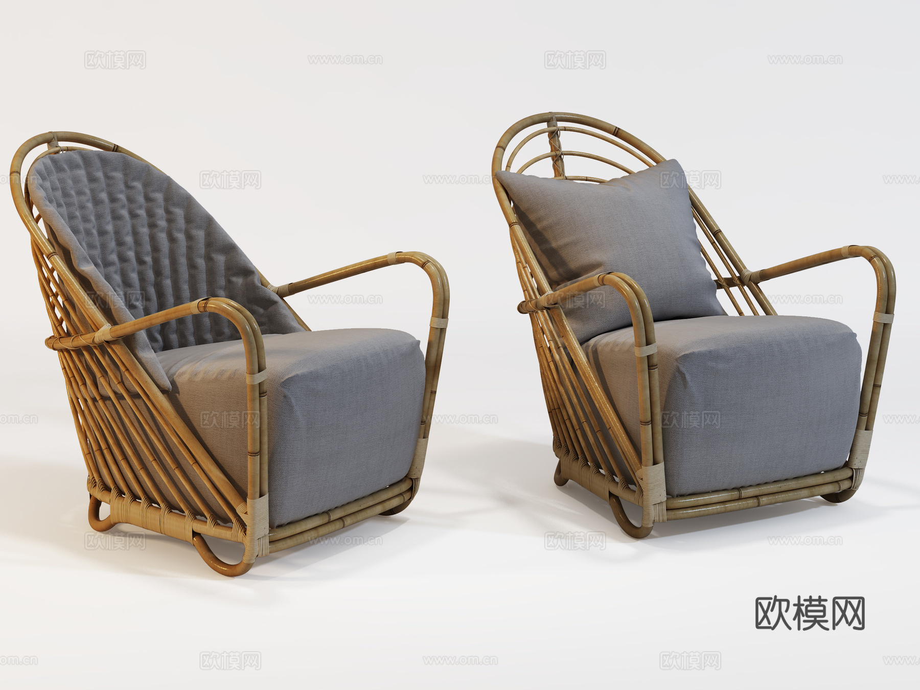现代户外休闲椅  竹编单椅3d模型