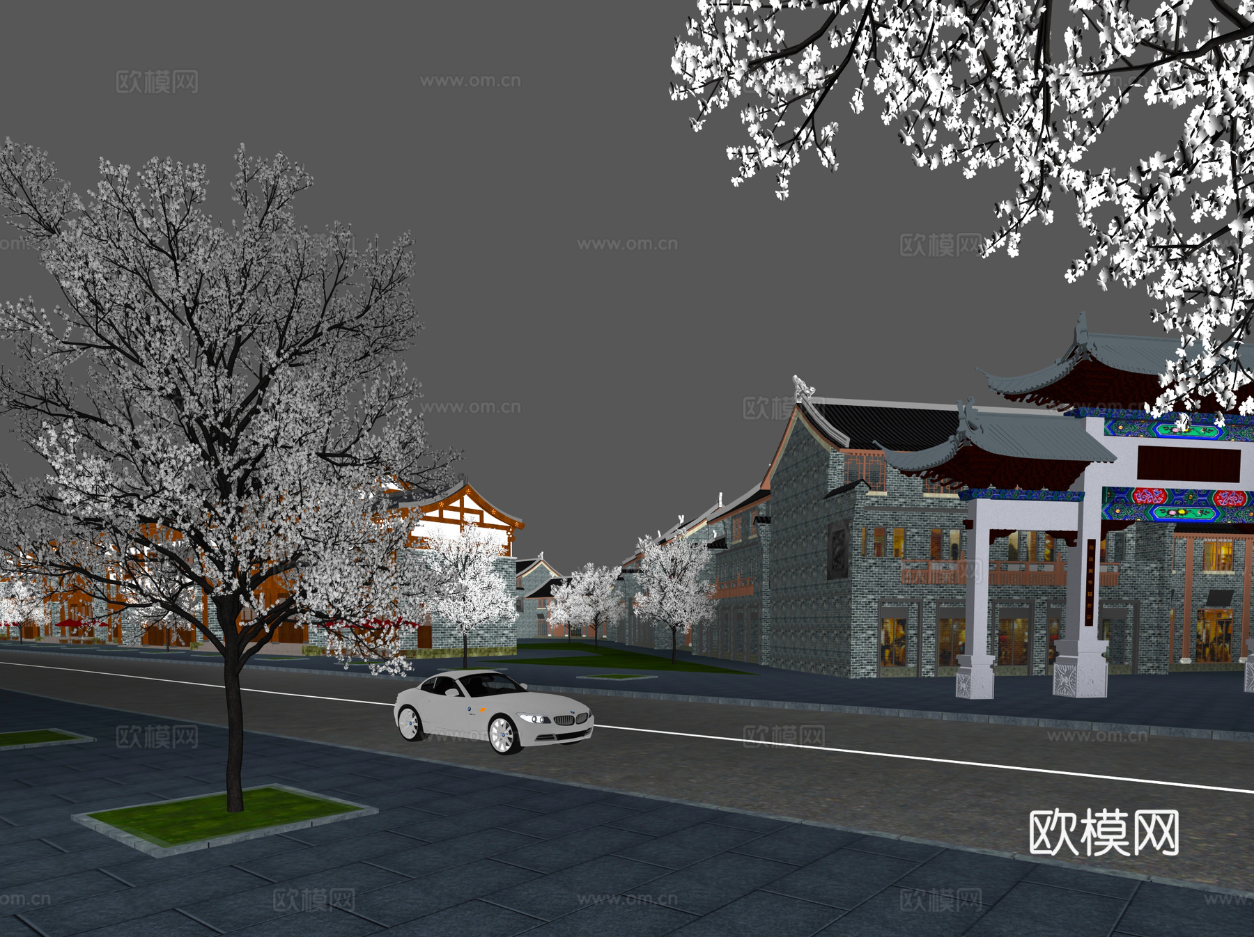 古建 小镇 古镇 民宿 中式建筑 牌坊 斗拱 商业街3d模型