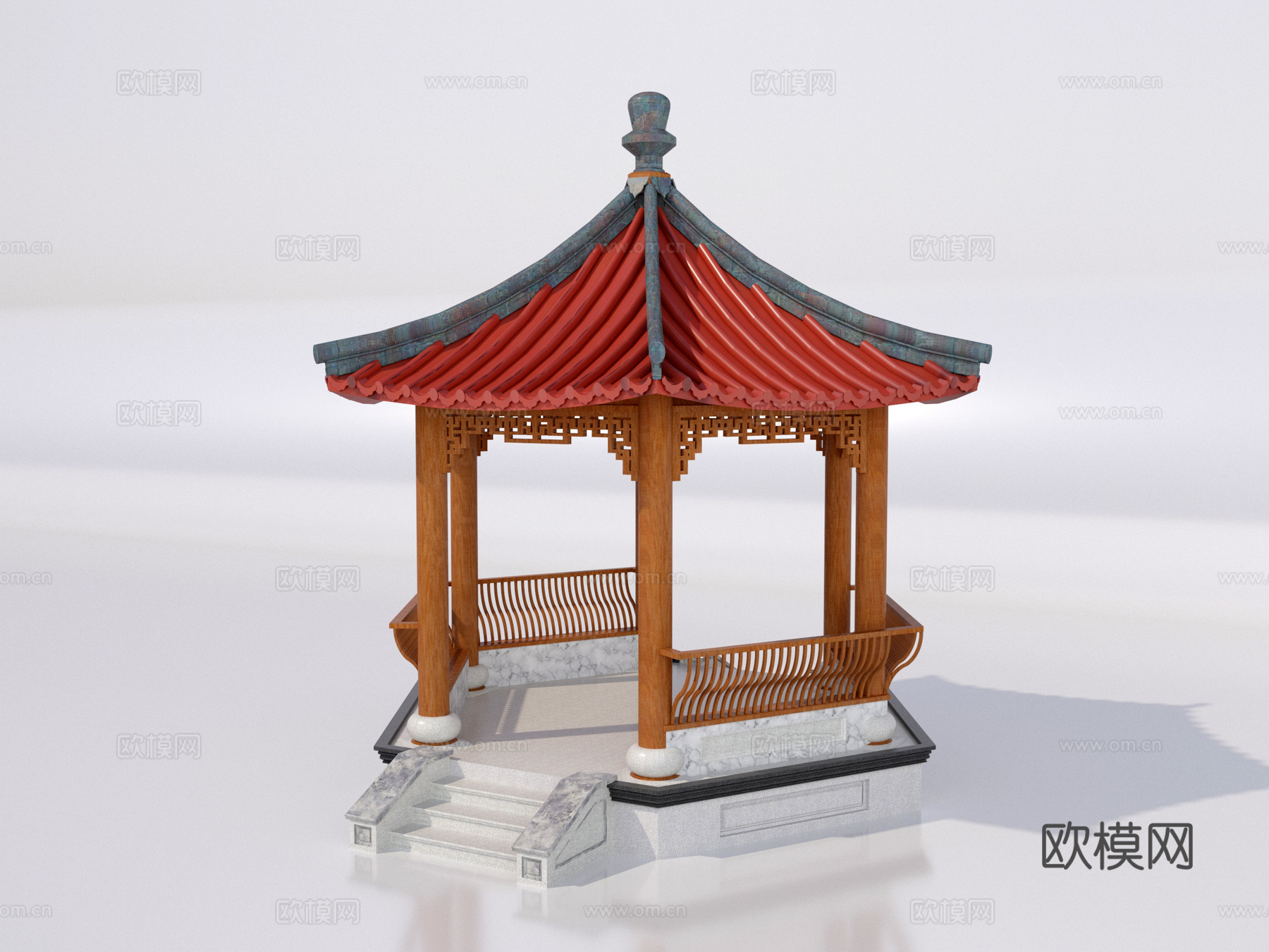 中式 四角 攒尖亭 亭子 古建su模型su模型