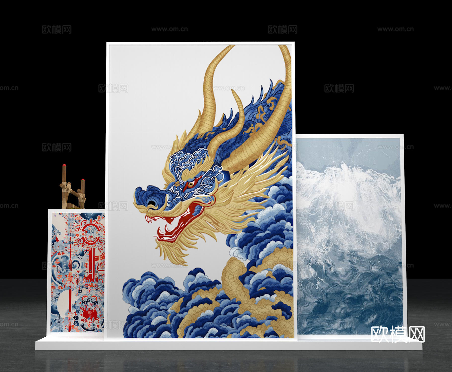 打卡墙 产品展示  展台  画框  羊 绵羊3d模型