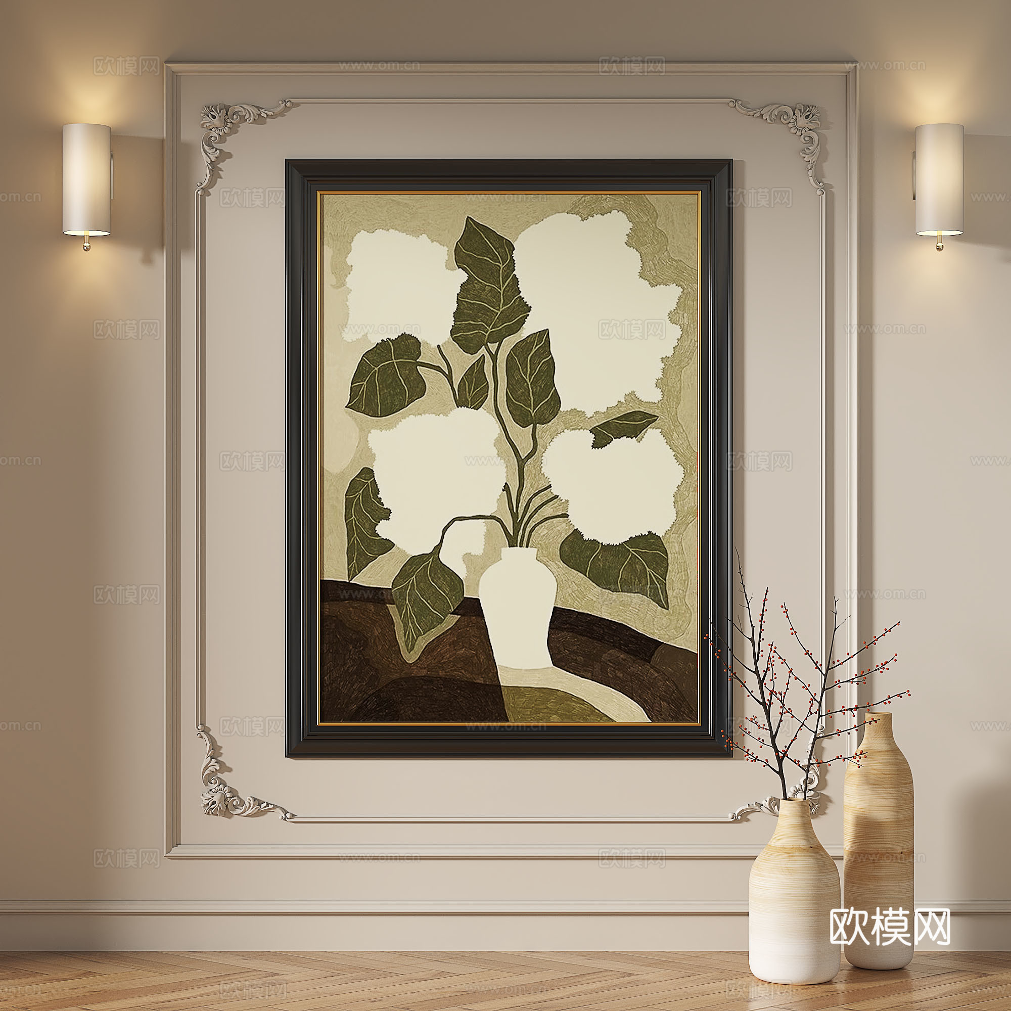 法式，简欧，复古，中古，简约，轻奢，抽象，装饰画3d模型