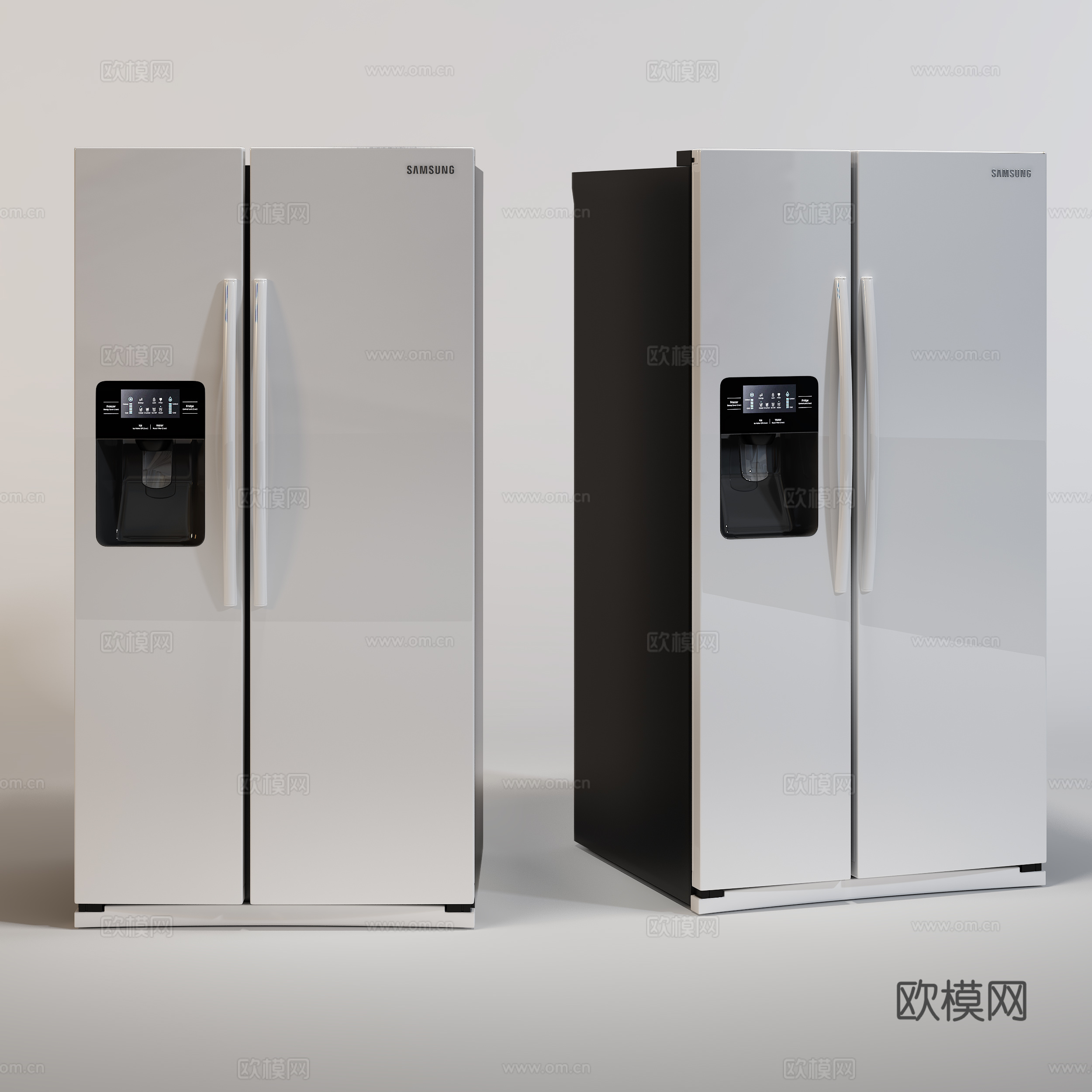 现代冰柜  双开门冰箱冰柜3d模型