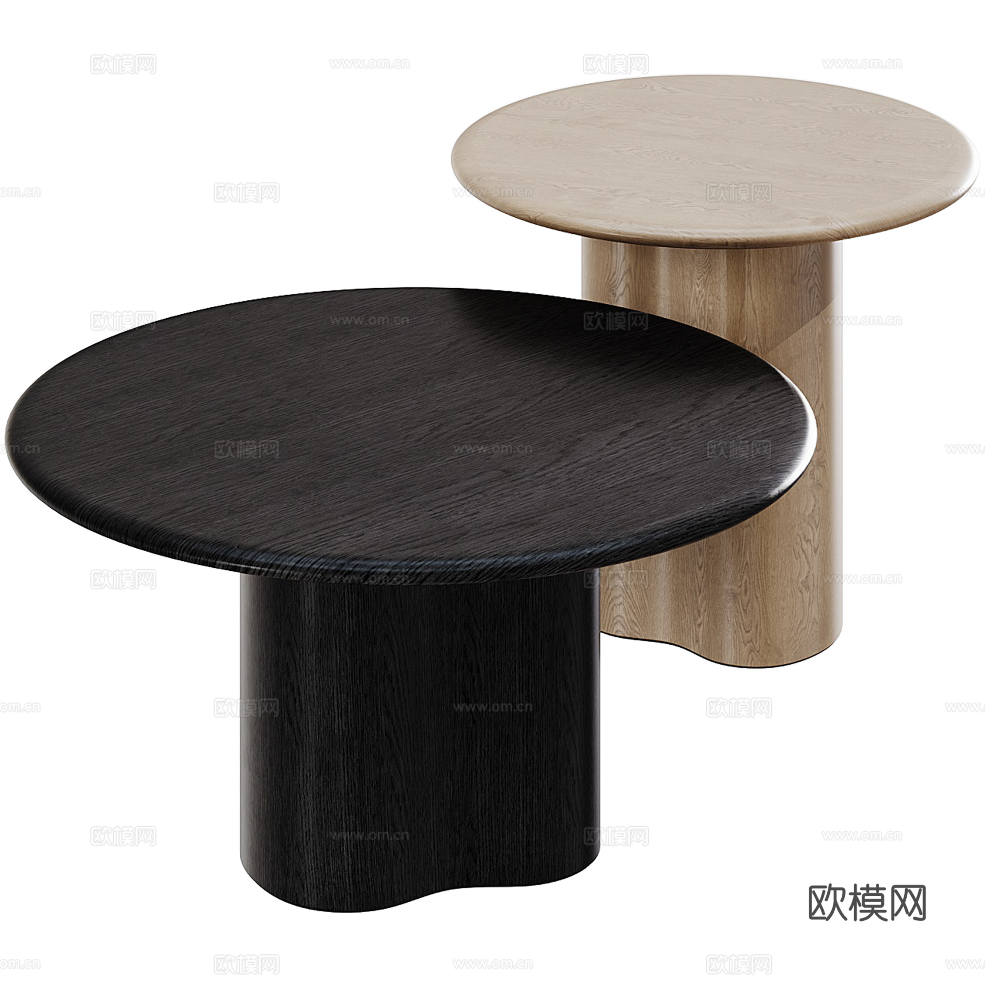 现代原木茶几3d模型
