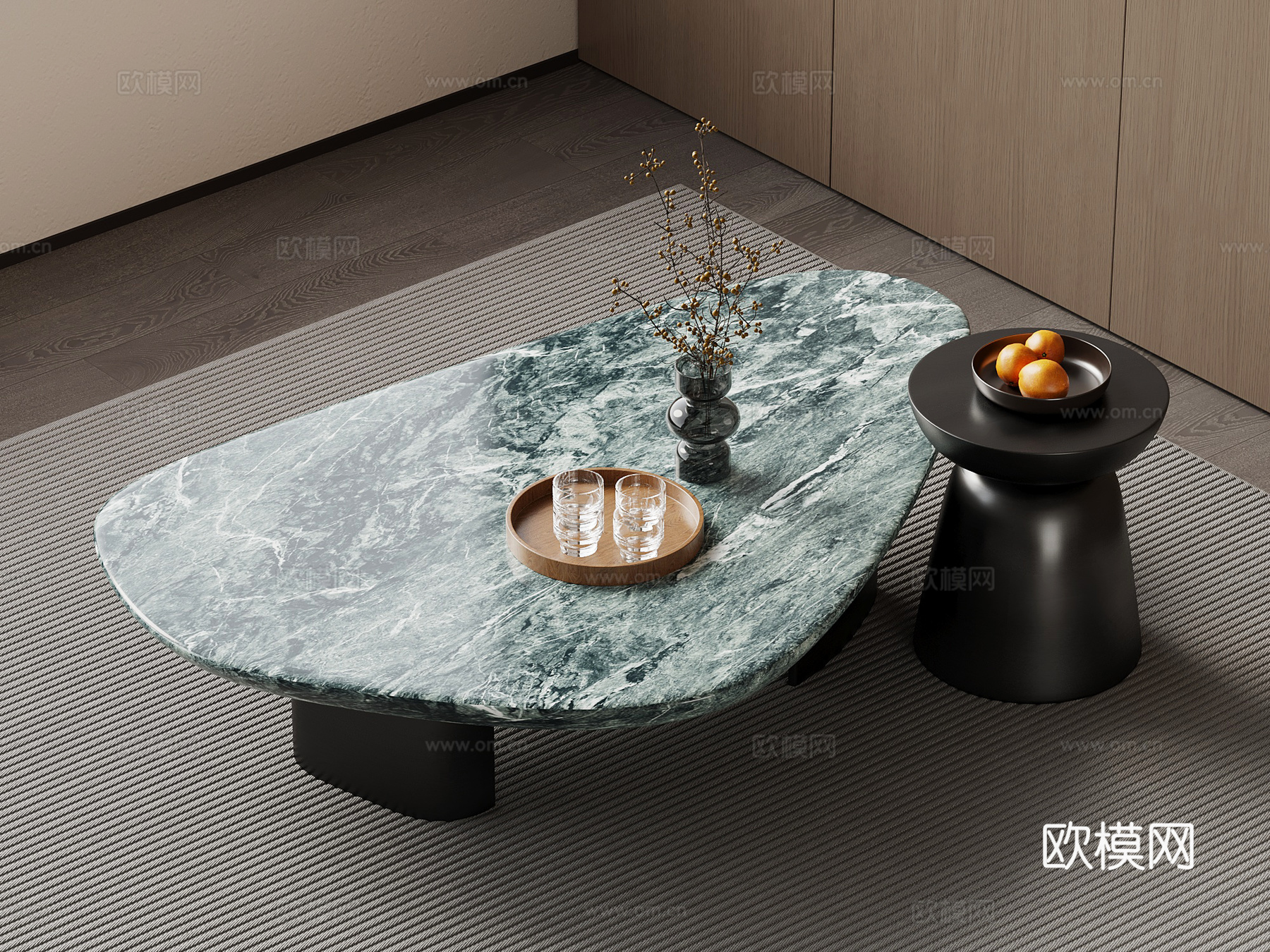 茶几 现代意式茶几 花瓶摆件3d模型