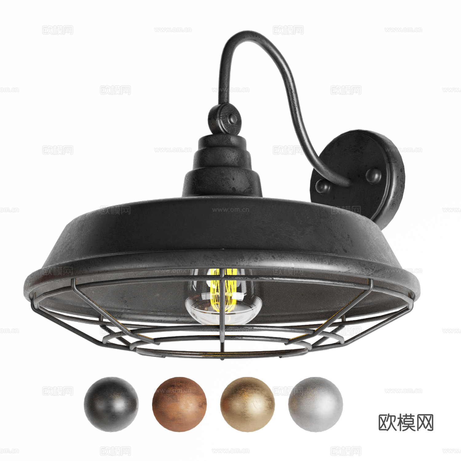 現(xiàn)代工業(yè)風(fēng)戶外金屬壁燈3d模型下載（渲染圖1）