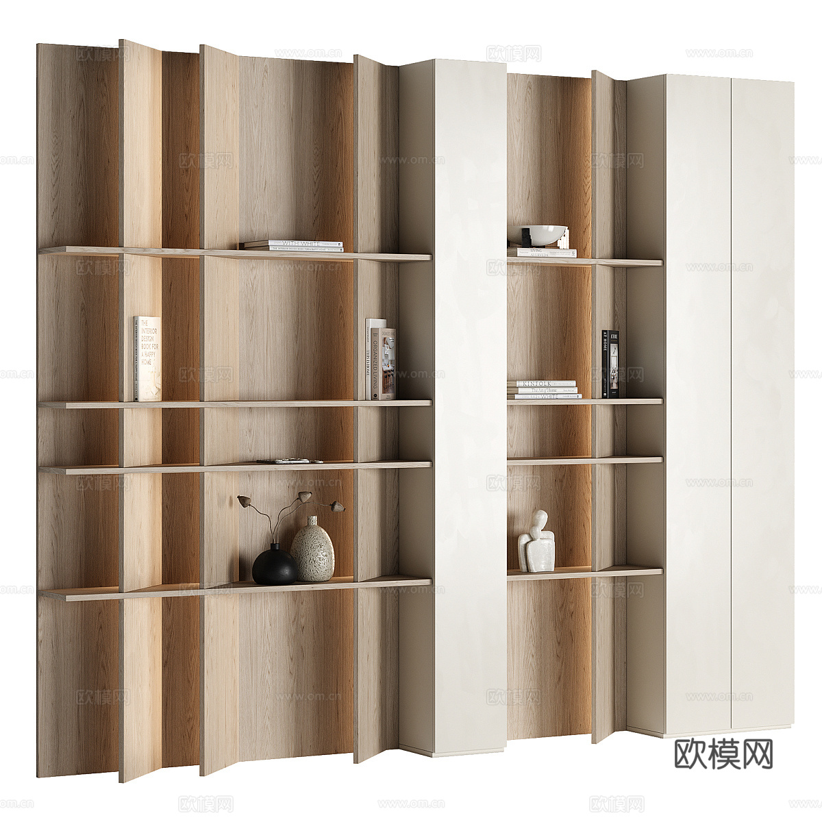 现代意式极简书柜3d模型