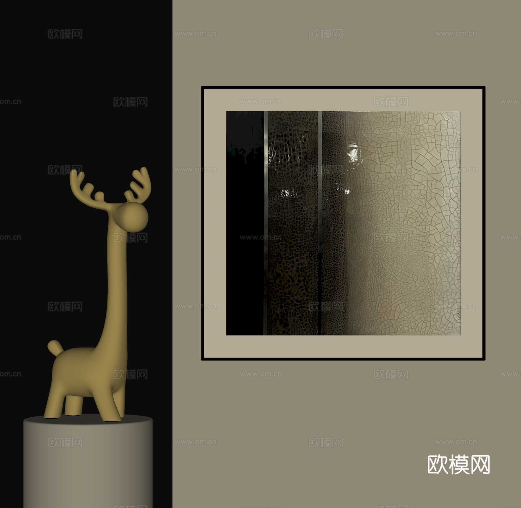 侘寂风装饰画su模型