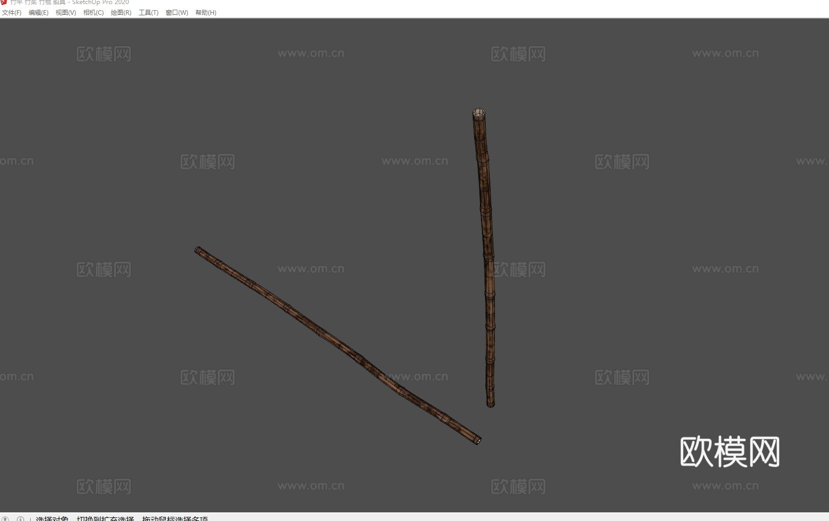 竹竿 竹桨 竹棍 船具su模型