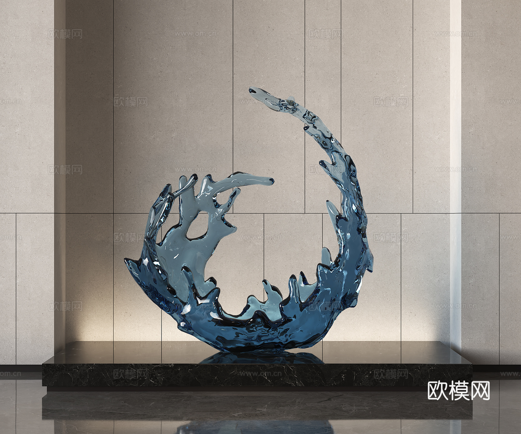 现代水晶雕塑装置su模型