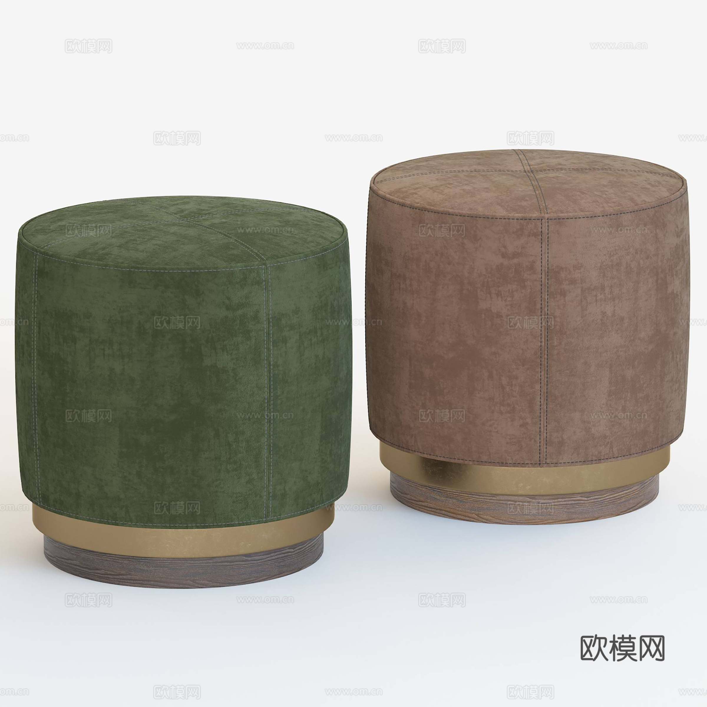 新中式轻奢布艺圆凳3d模型