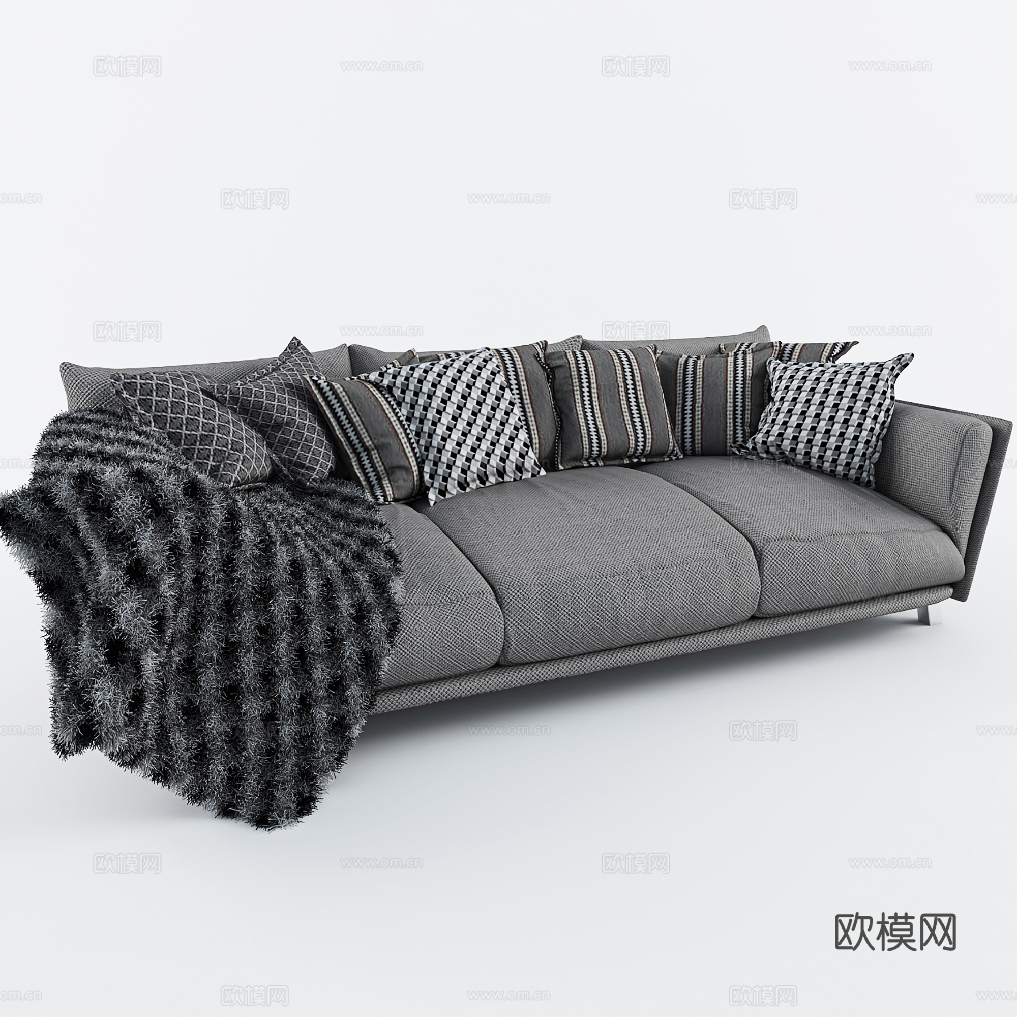 现代三人沙发3d模型