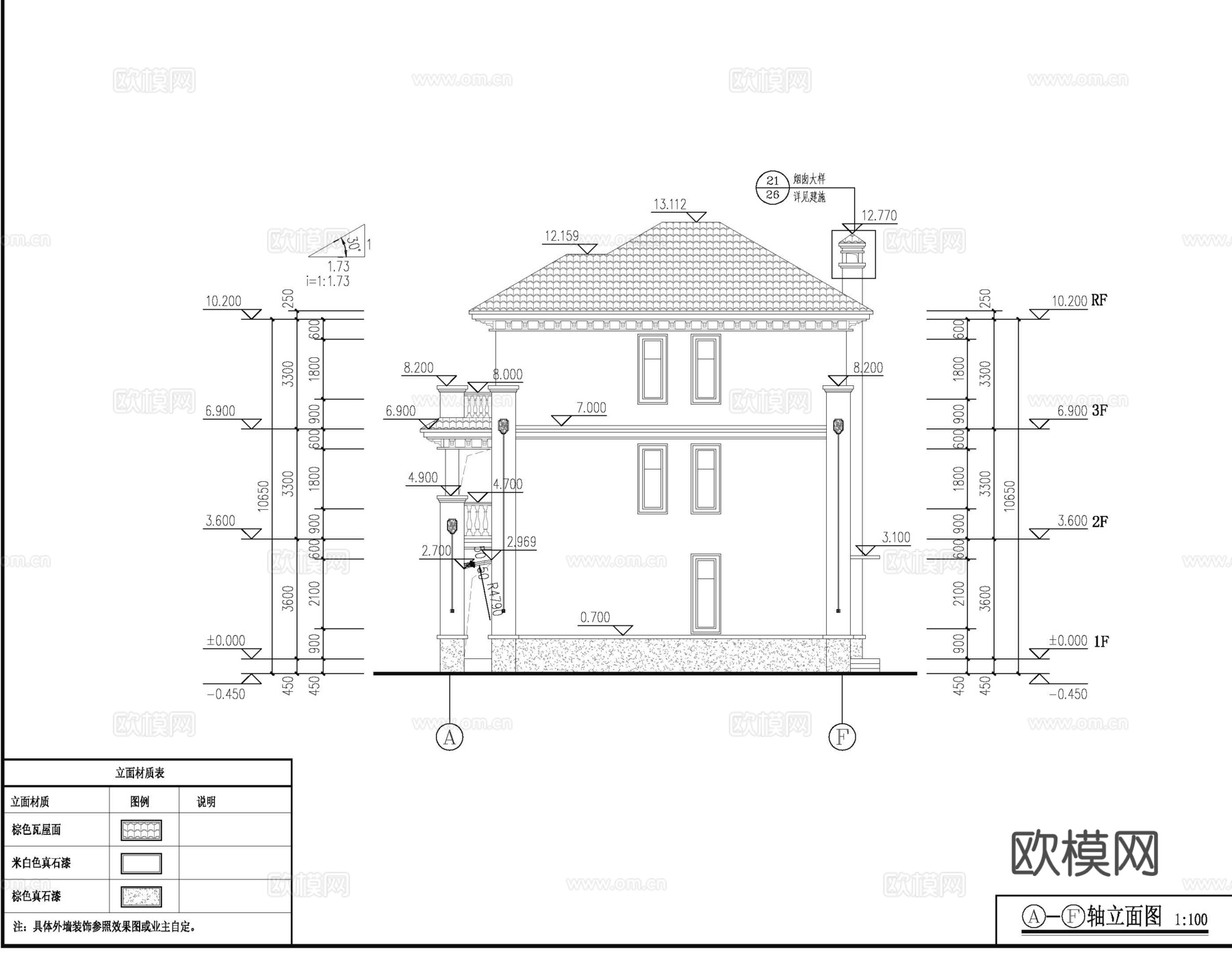 现代欧式二层别墅建筑 欧式二层自建房建筑 欧式两层农村住宅cad施工图