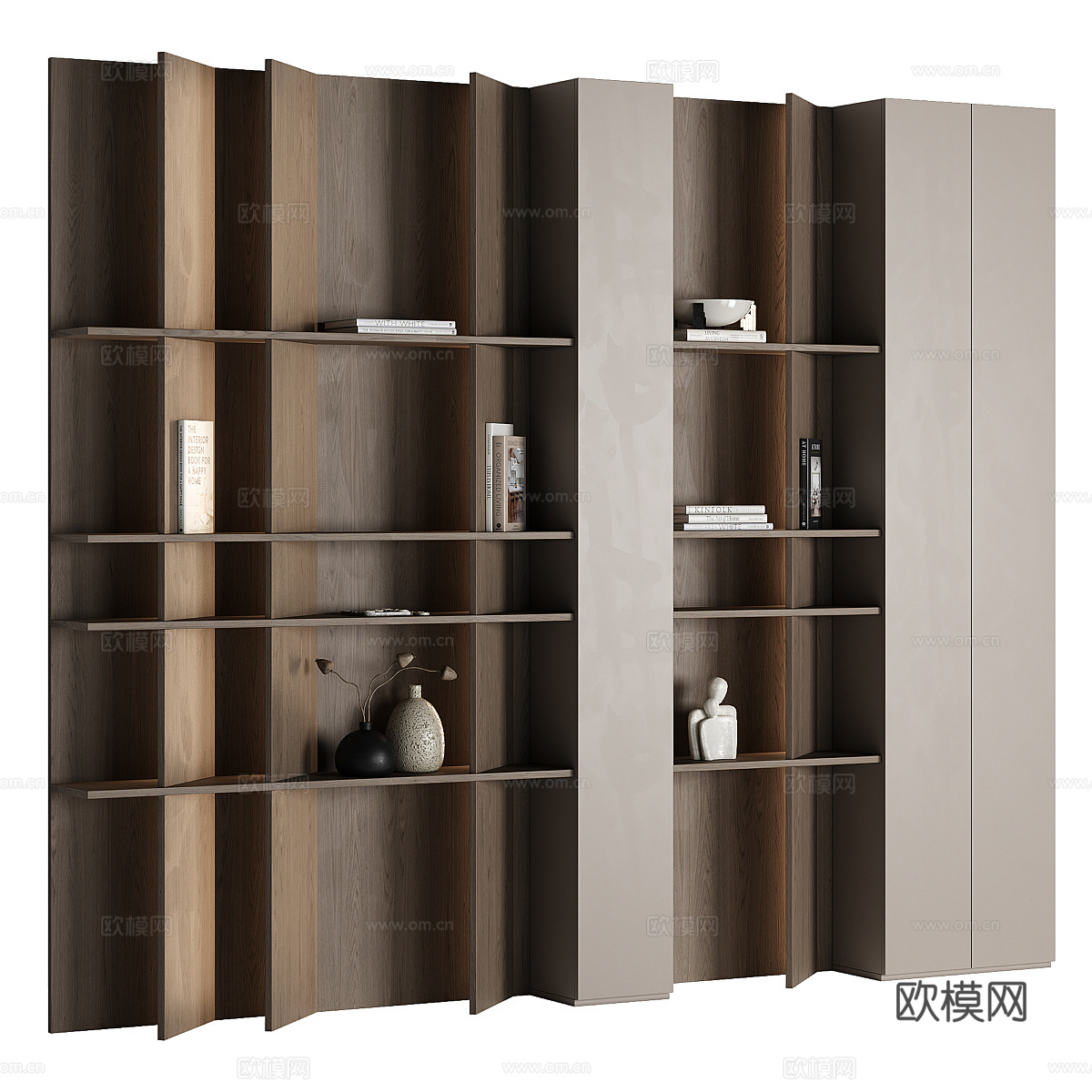 现代意式极简书柜3d模型