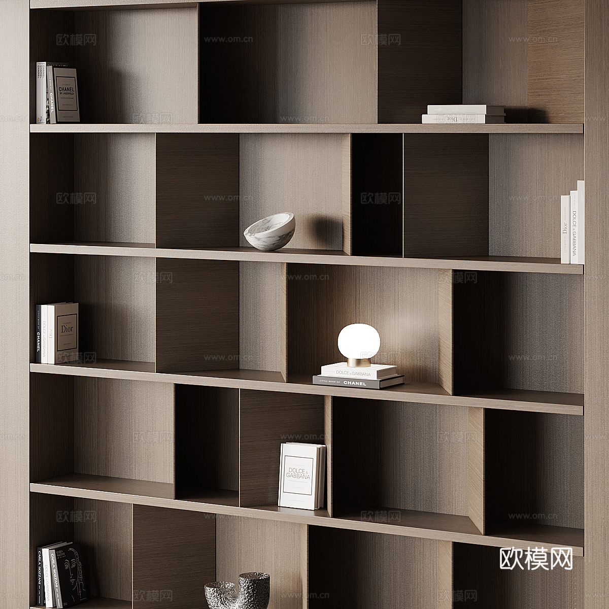 现代意式极简装饰书柜3d模型