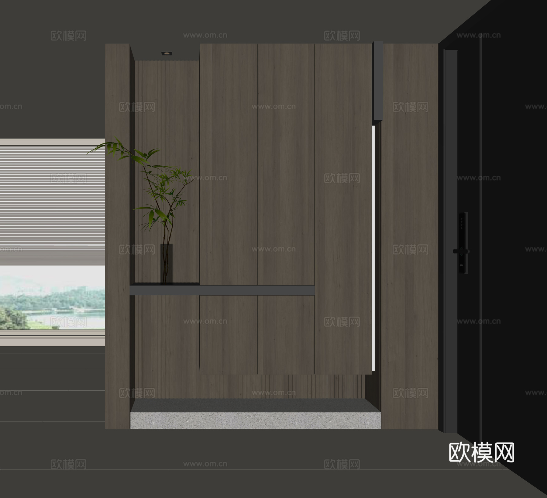 现代入户鞋柜su模型