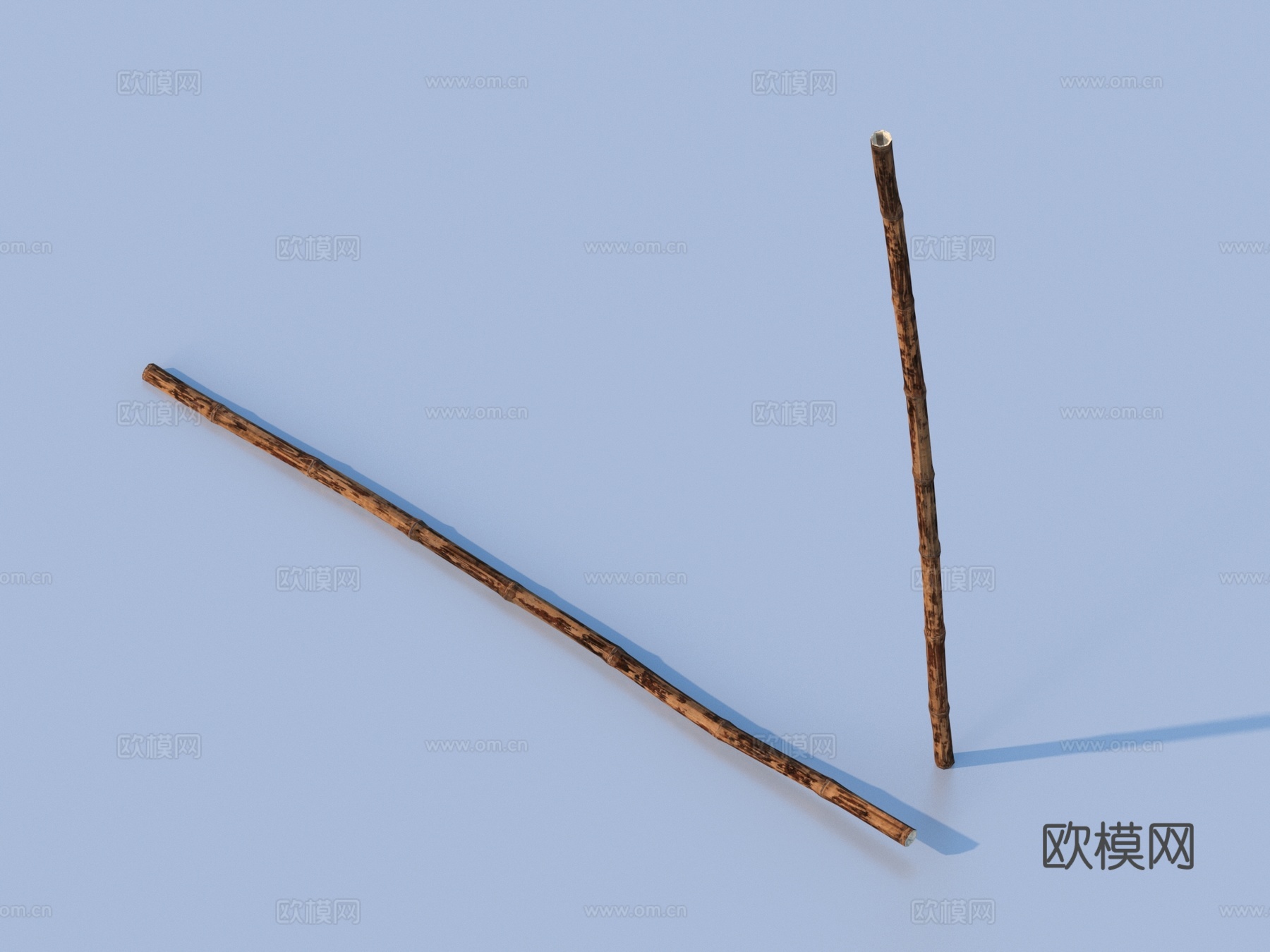 竹竿 竹桨 竹棍 船具su模型