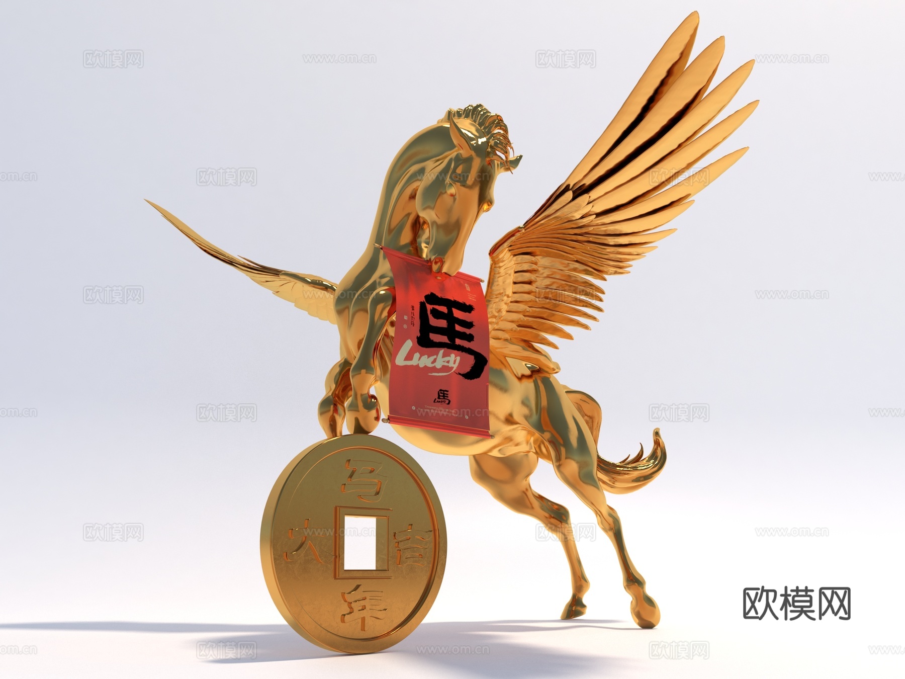 现代风格马年雕塑3d模型