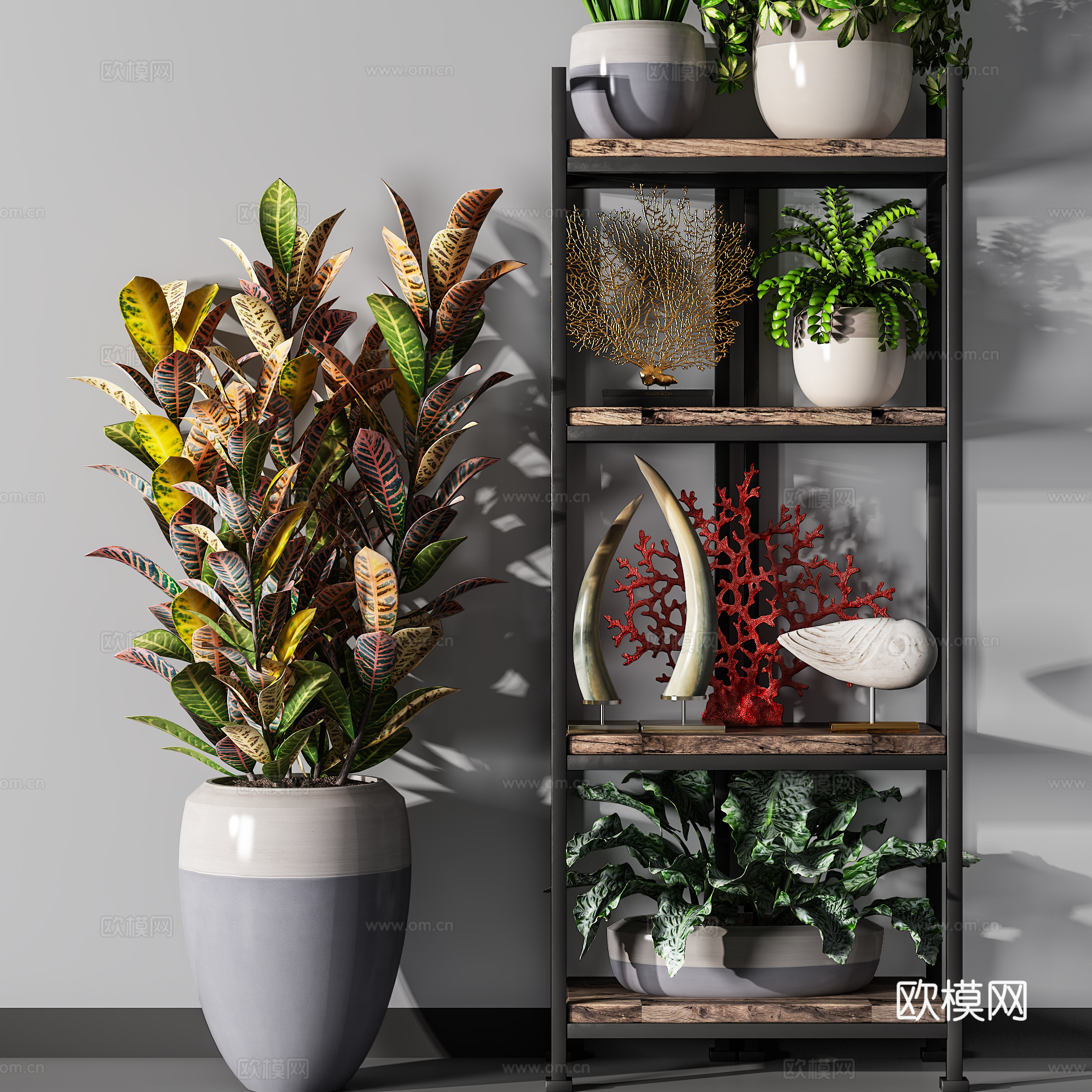 现代绿植 室内绿植摆件组合 植物堆3d模型