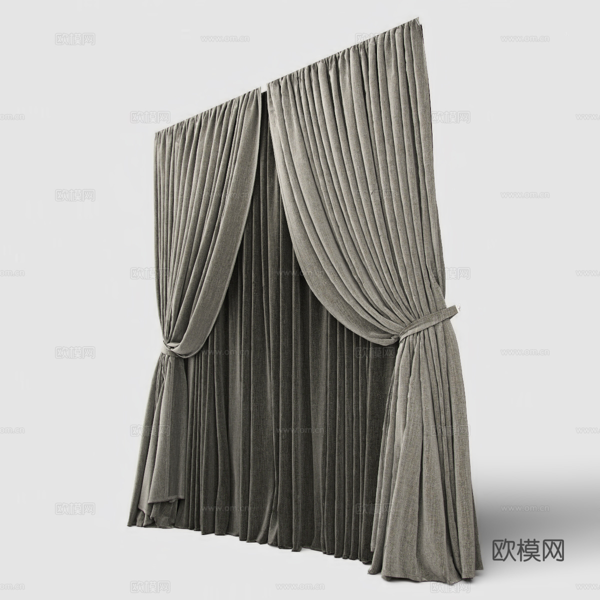 现代布艺窗帘 客厅卧室窗帘3d模型