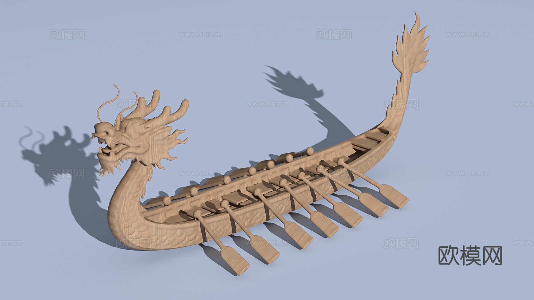 龙舟木雕端午节艺术装置盲盒手办潮玩3d模型