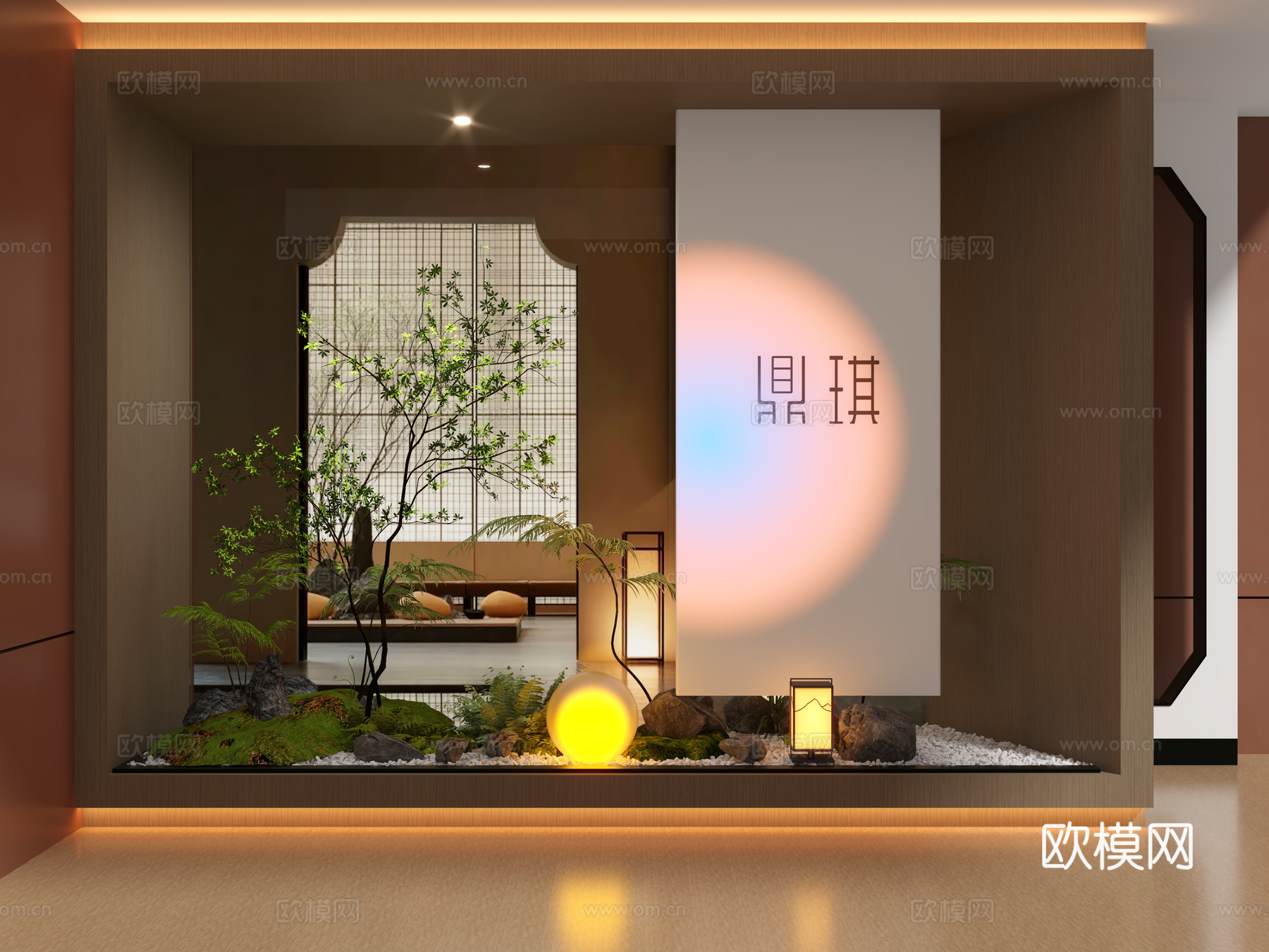 玄关造景 绿植造景 室内造景 植物堆 绿植橱窗3d模型