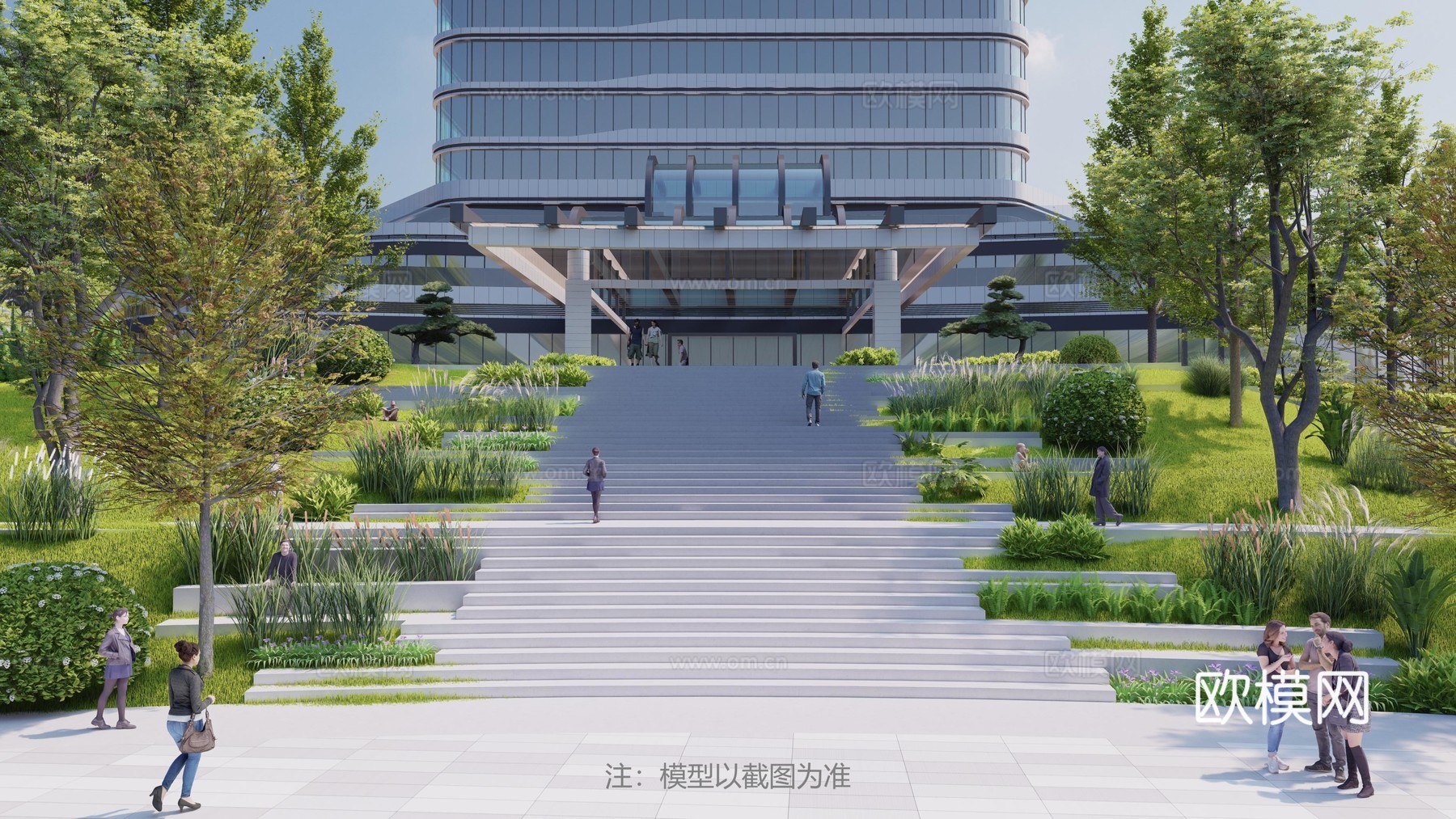 入口广场  高差台地景观 标识标牌 导视牌铭牌su模型