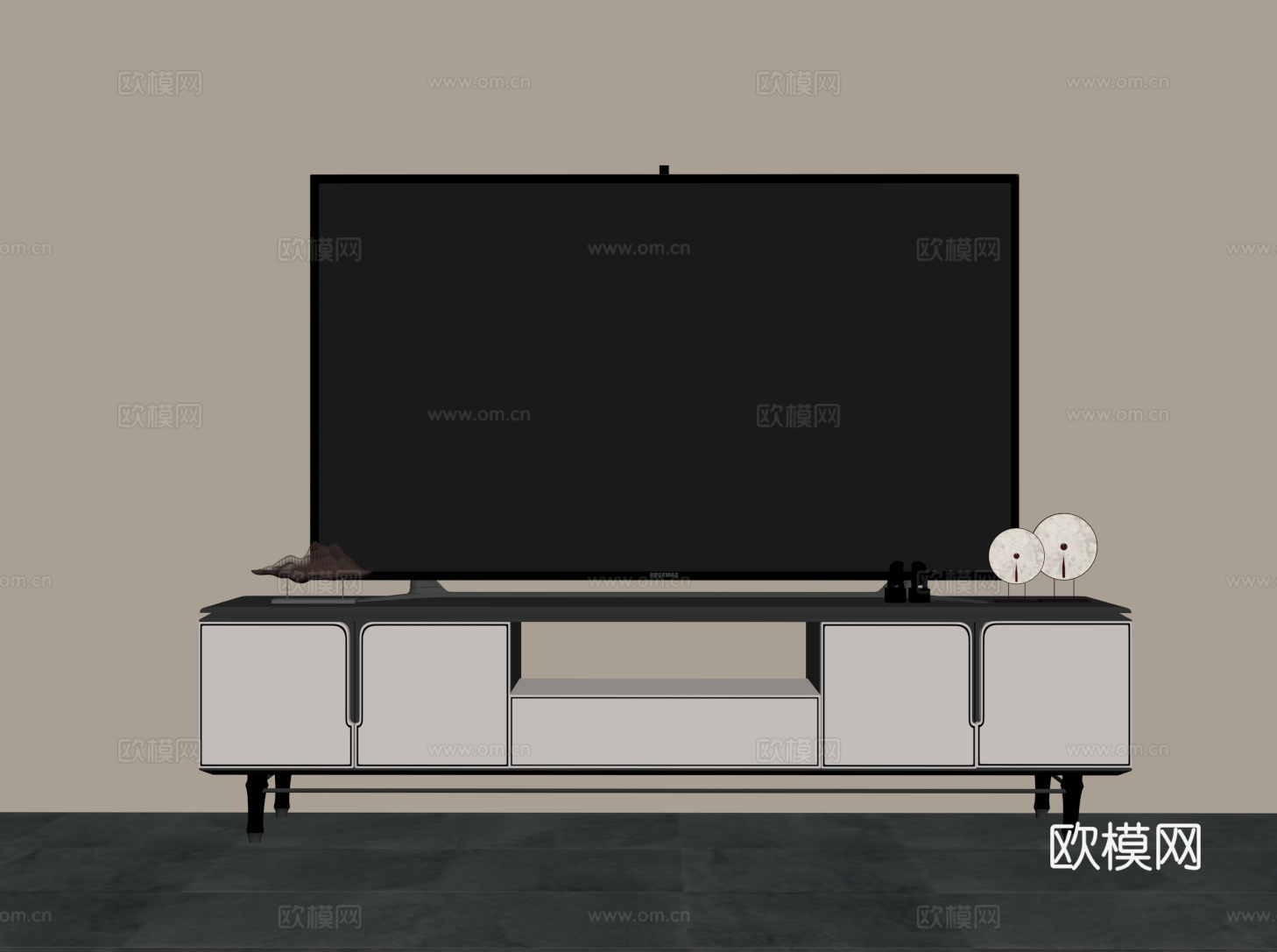 新中式电视柜su模型