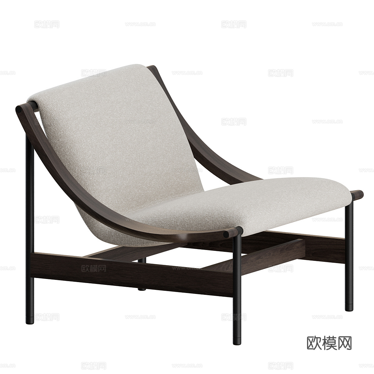 现代艺术布艺皮革扶手椅3d模型