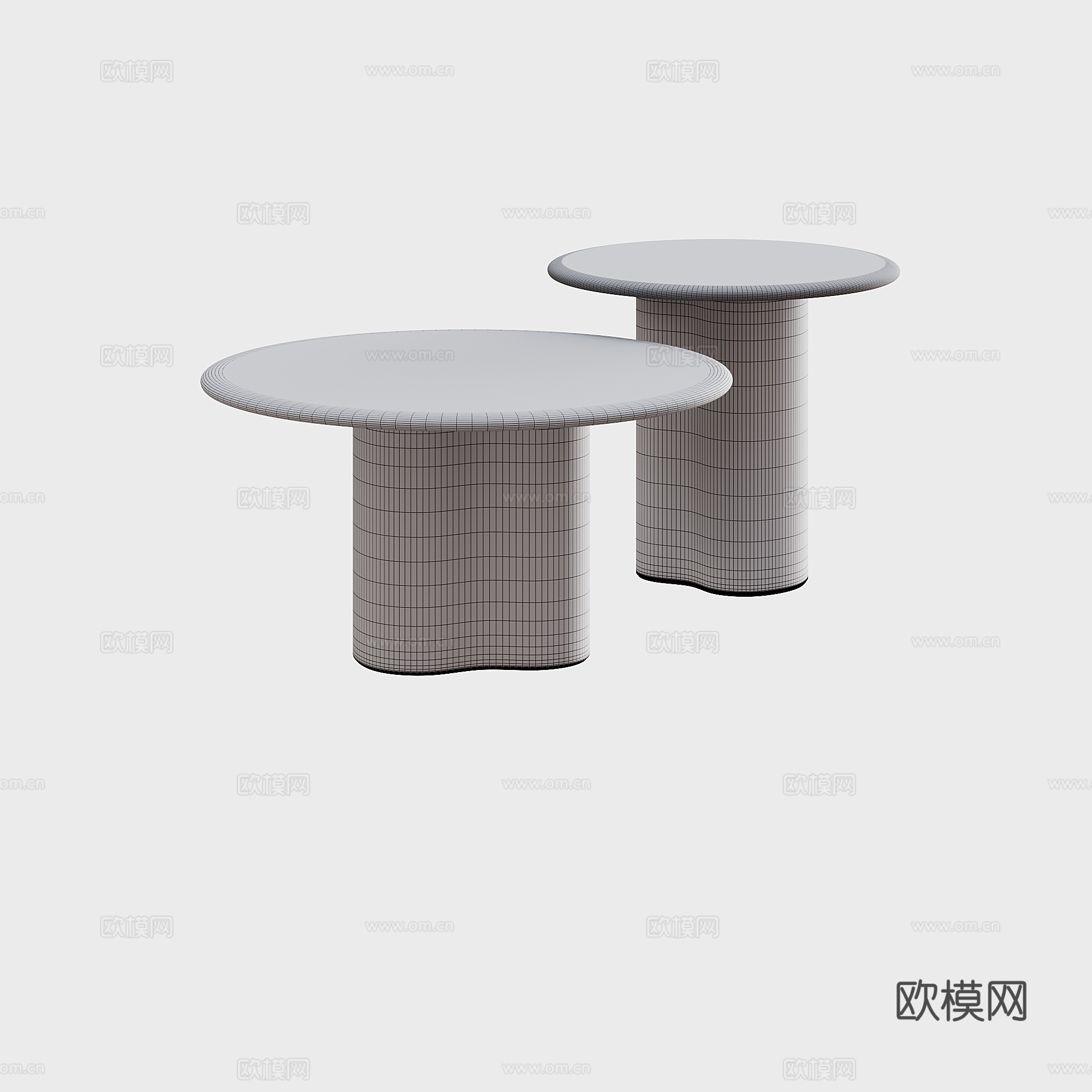 现代原木茶几3d模型