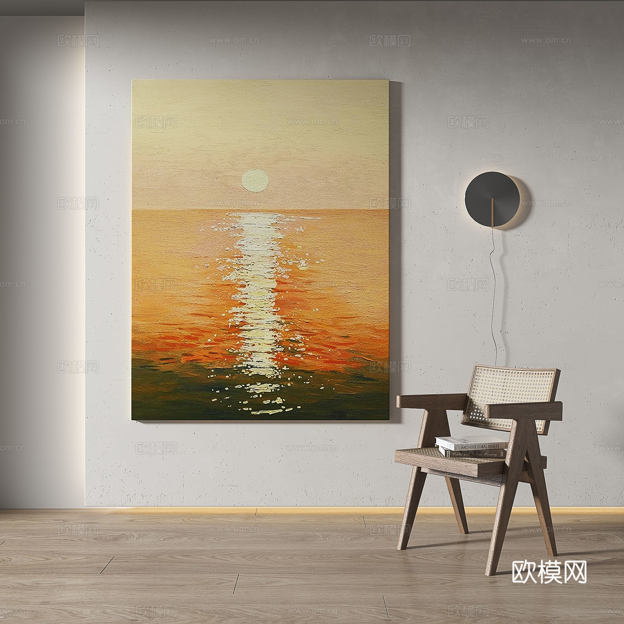 现代，中古，复古，轻奢，侘寂，肌理，简约，抽象，装饰画3d模型