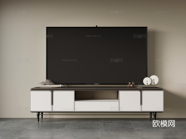 新中式電視柜3d模型下載