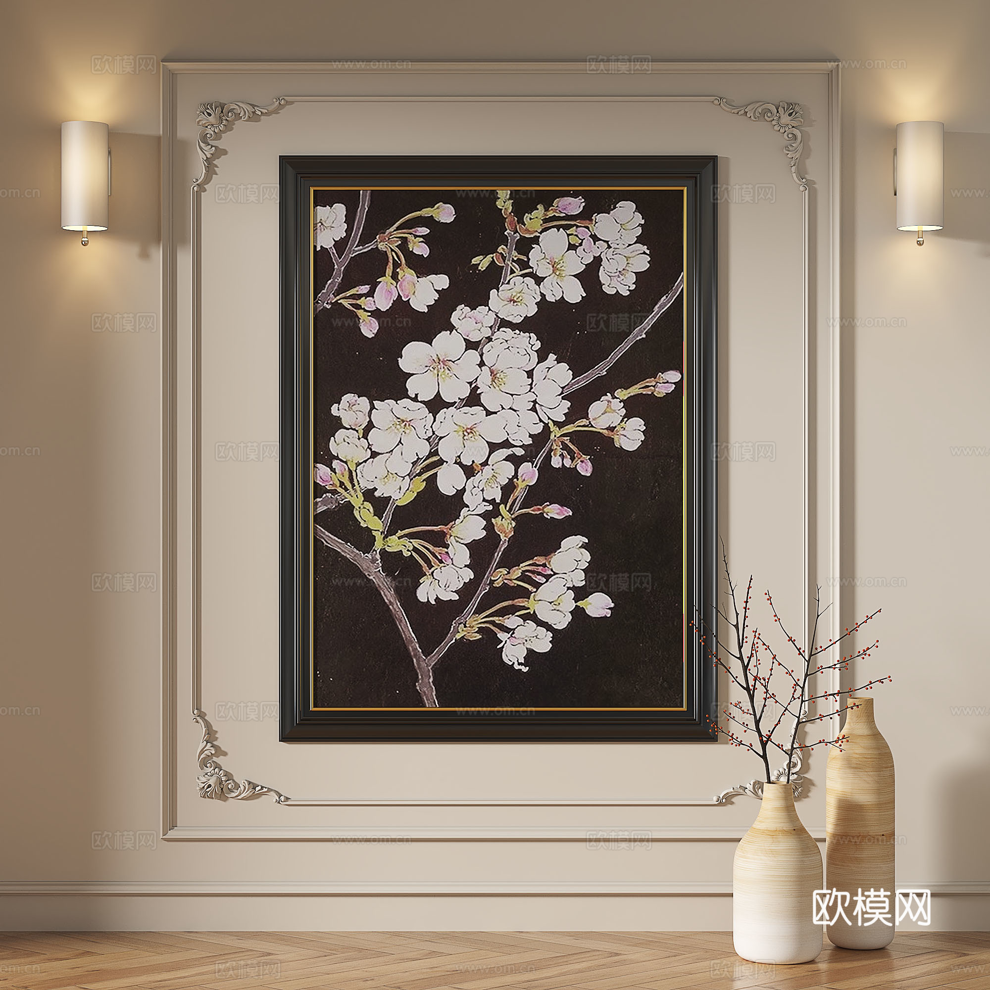 法式，简欧，复古，中古，简约，轻奢，抽象，装饰画3d模型