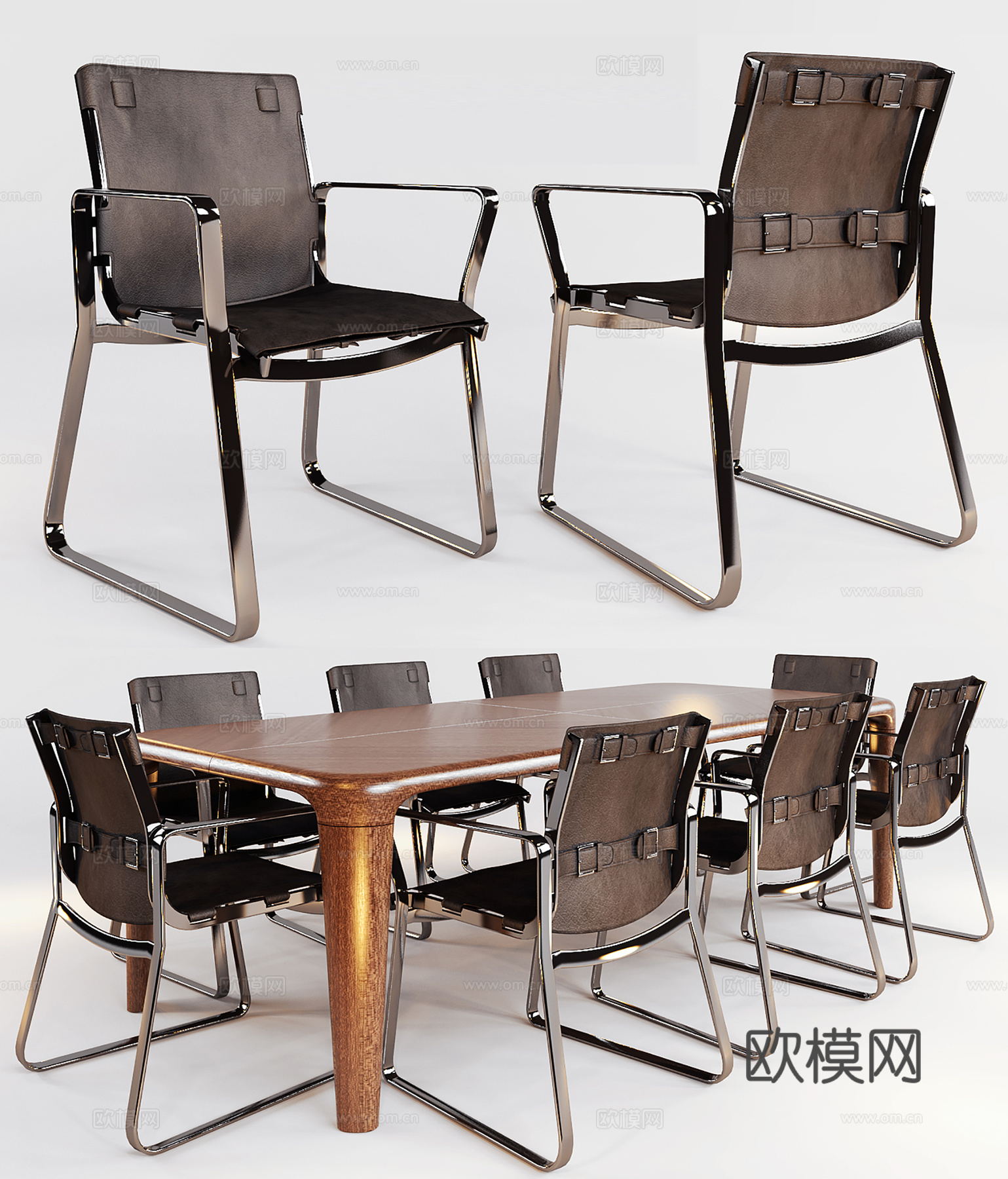 工业风桌椅组合  休闲桌椅  餐桌椅  洽谈桌椅su模型