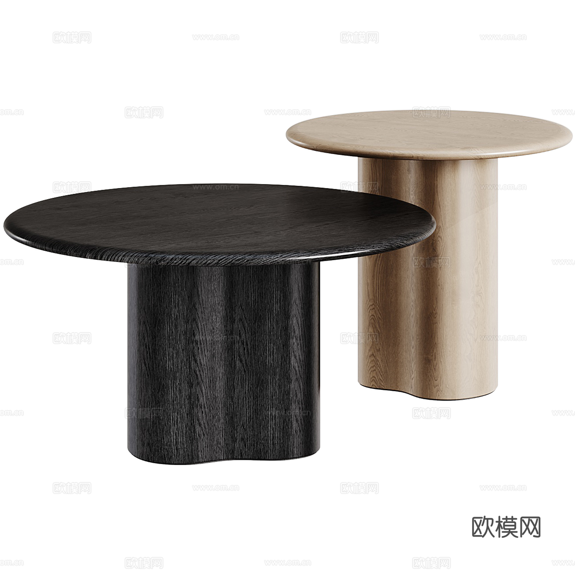 现代原木茶几3d模型