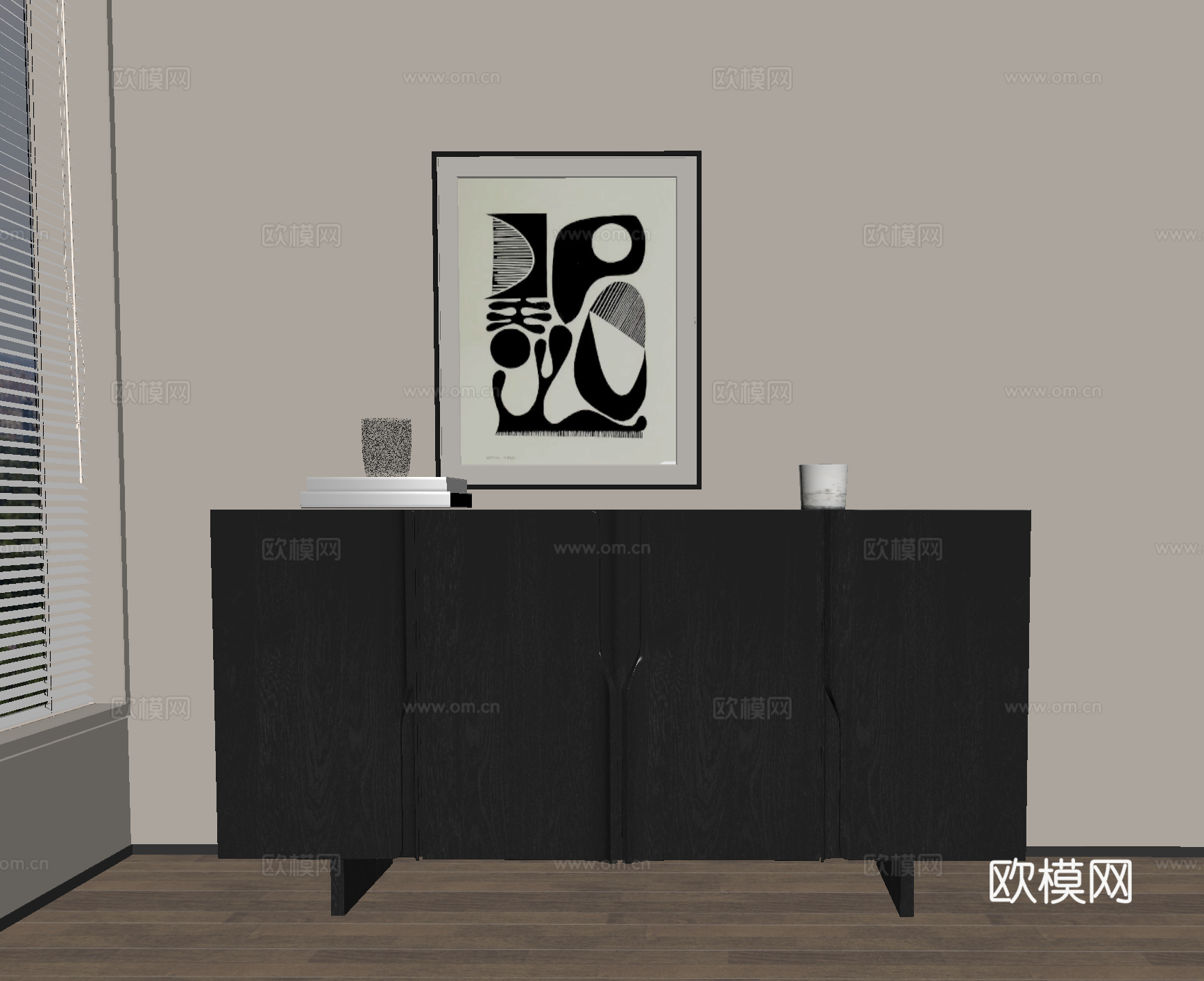 斗柜 玄关柜 边柜 挂画 装饰画 摆件su模型