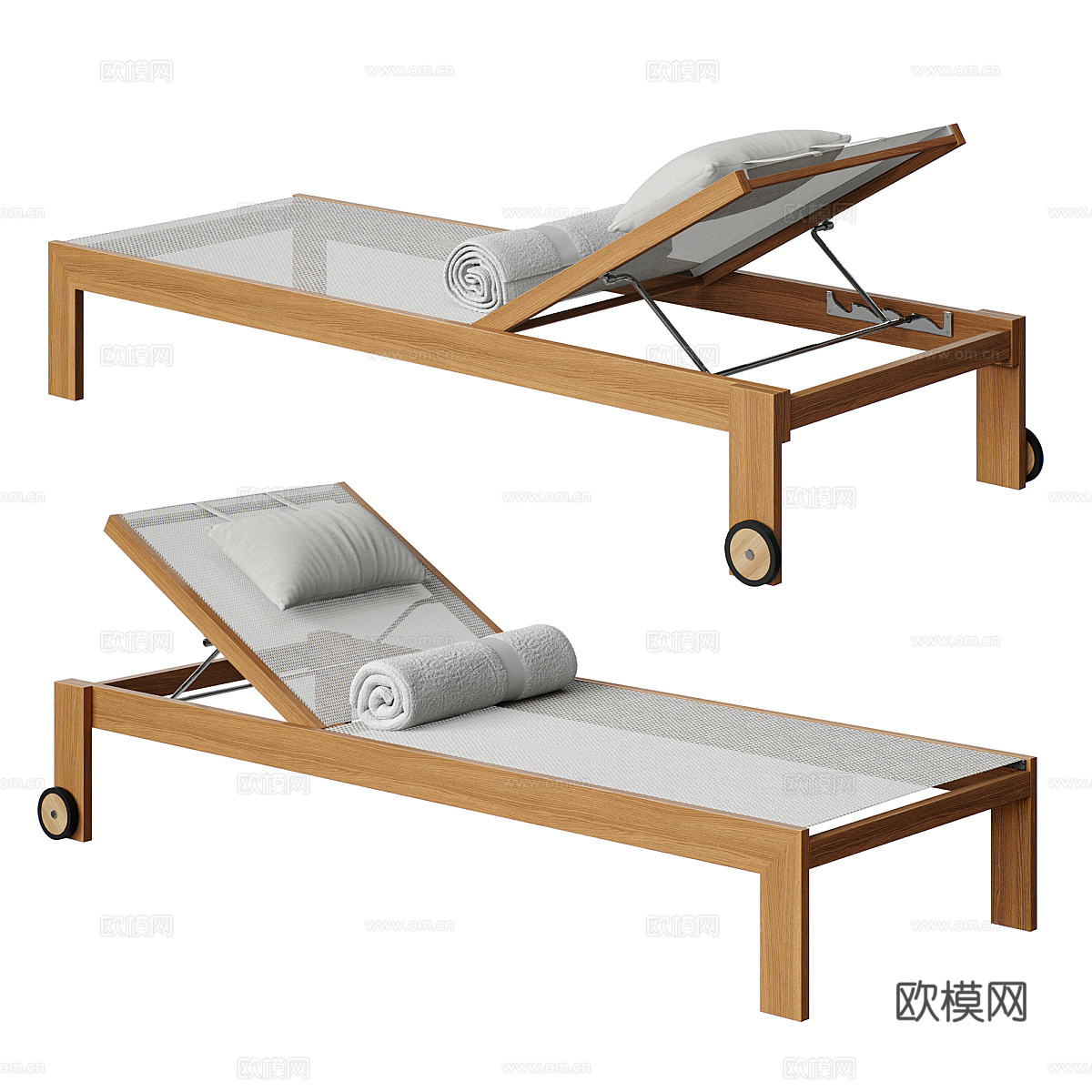 新中式木质躺椅3d模型