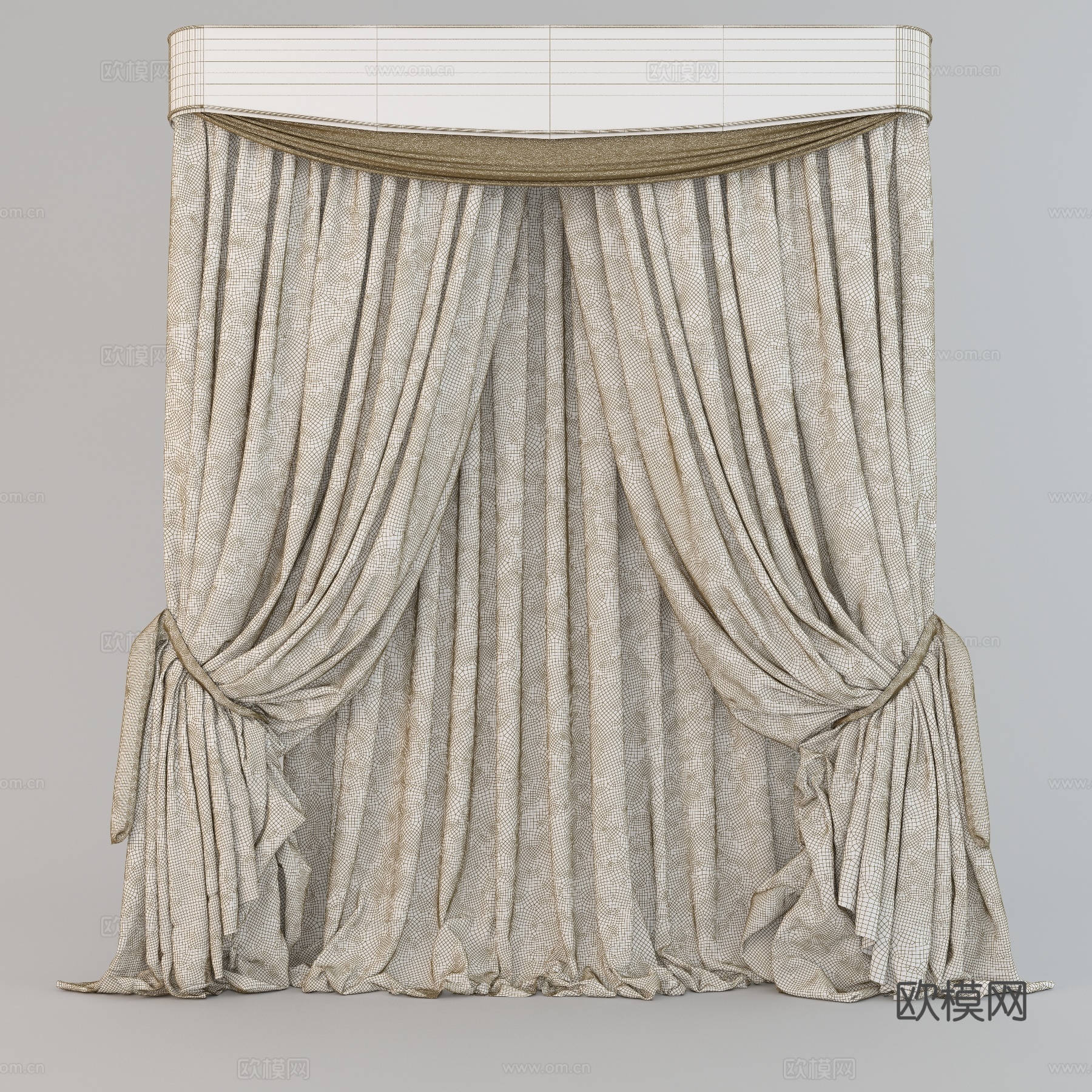 现代窗帘 布艺窗帘 女孩房窗帘3d模型下载（渲染图2）