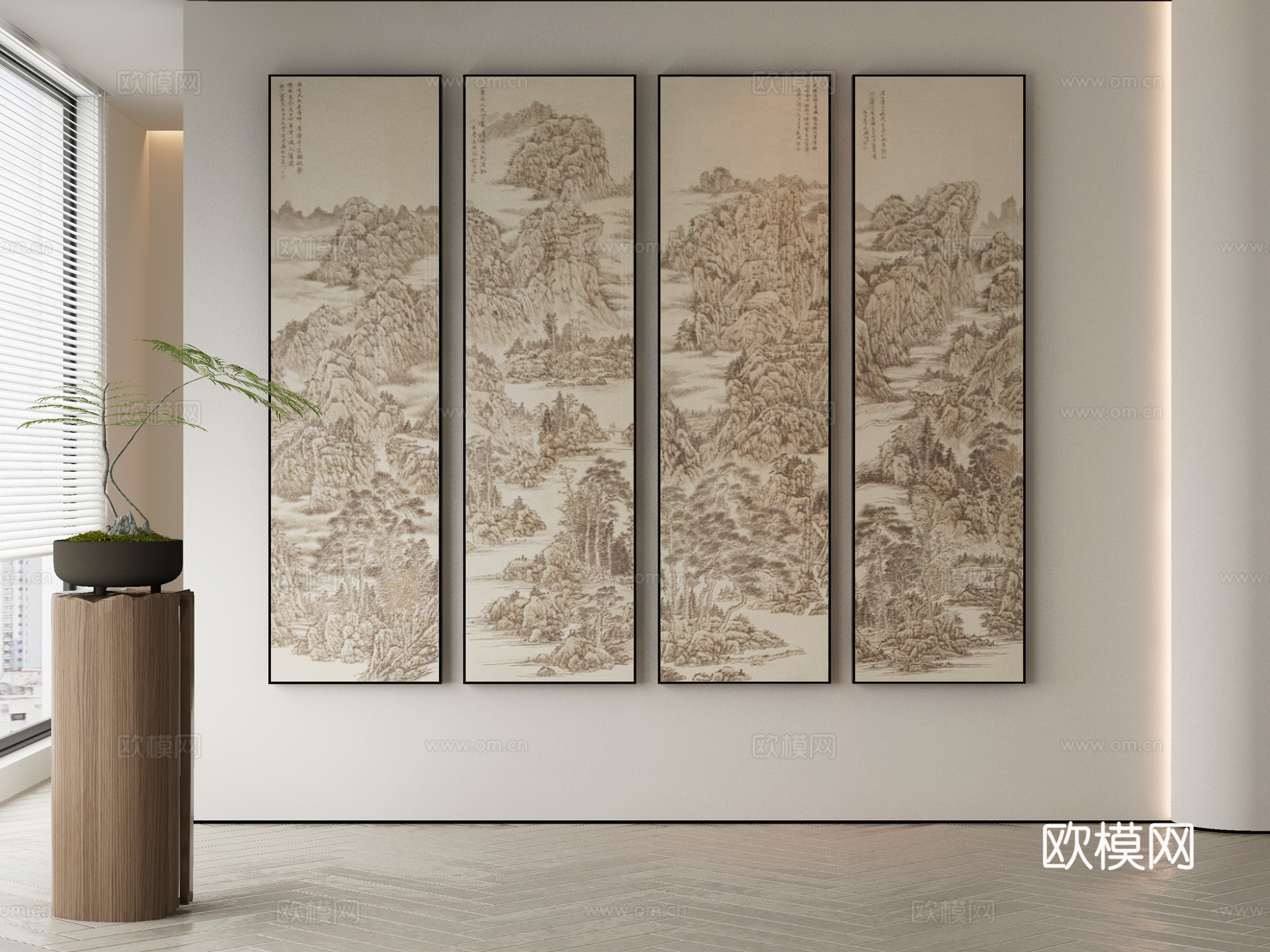 新中式侘寂挂画 油画3d模型