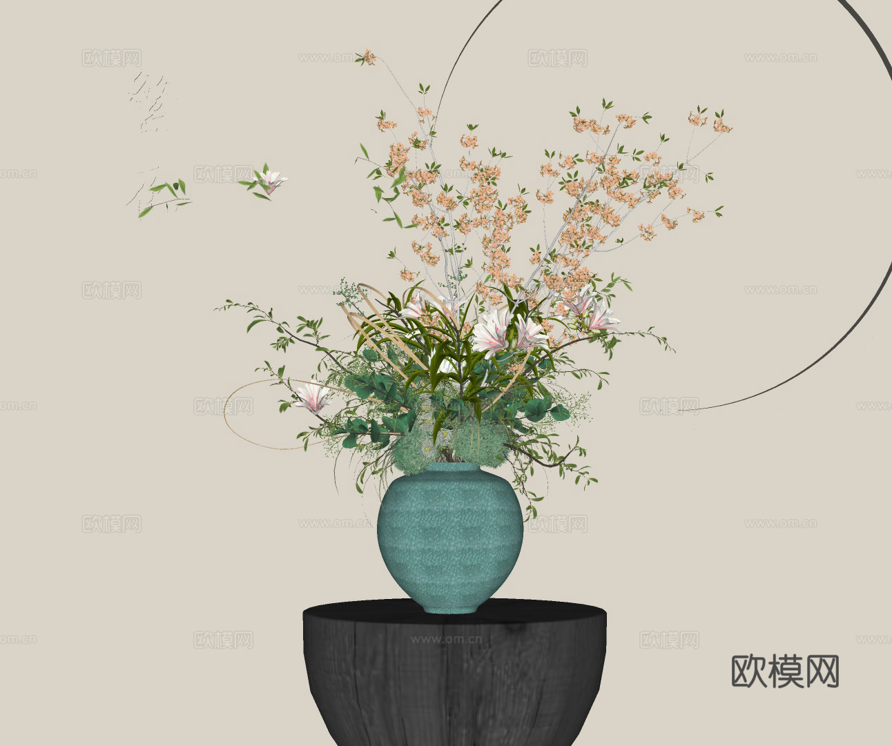 现代花艺 现代花艺 花瓶花艺 花卉摆件 插花花艺su模型