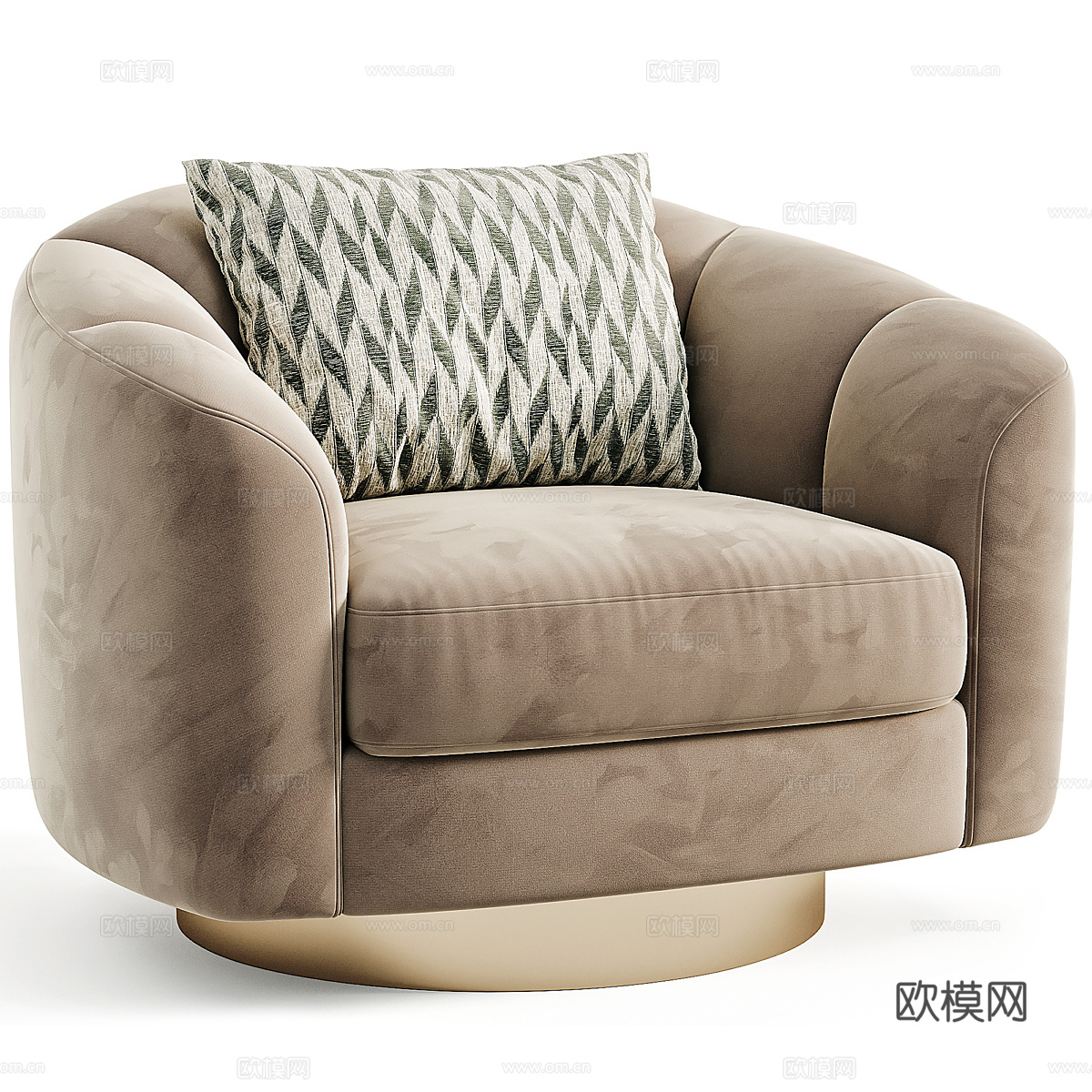 现代意式奶油风布艺沙发椅3d模型