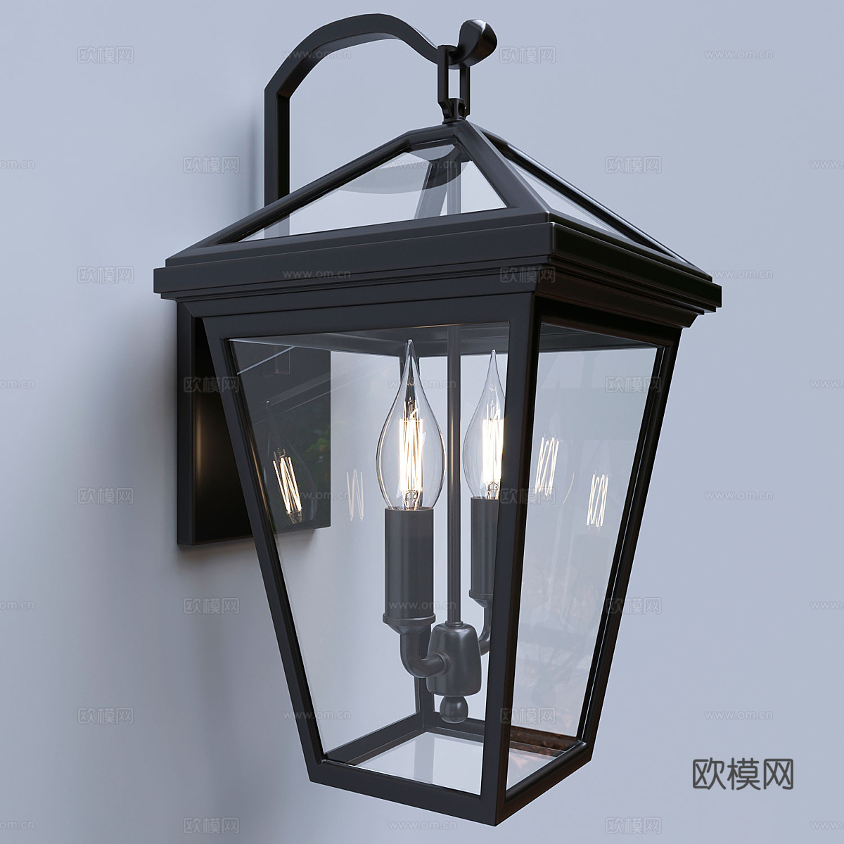 现代意式金属玻璃户外壁灯3d模型