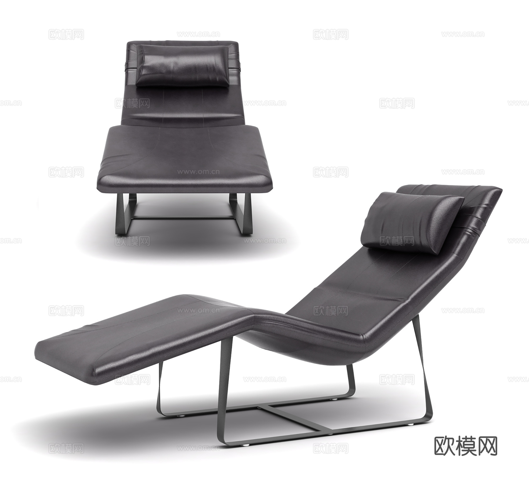 现代躺椅  皮质躺椅 室内躺椅3d模型