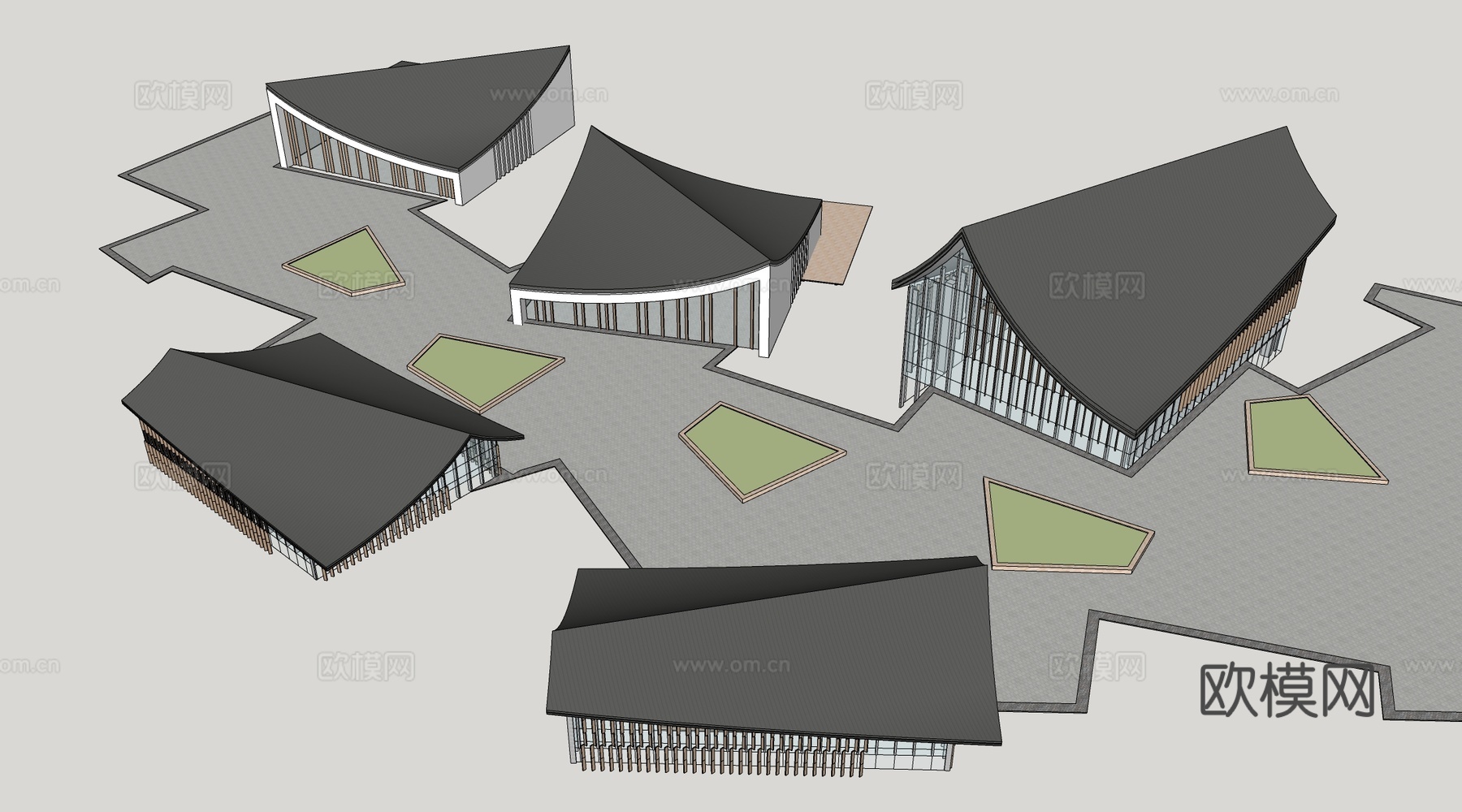 现代公共建筑 美术馆建筑 美术馆建筑 商业建筑su模型