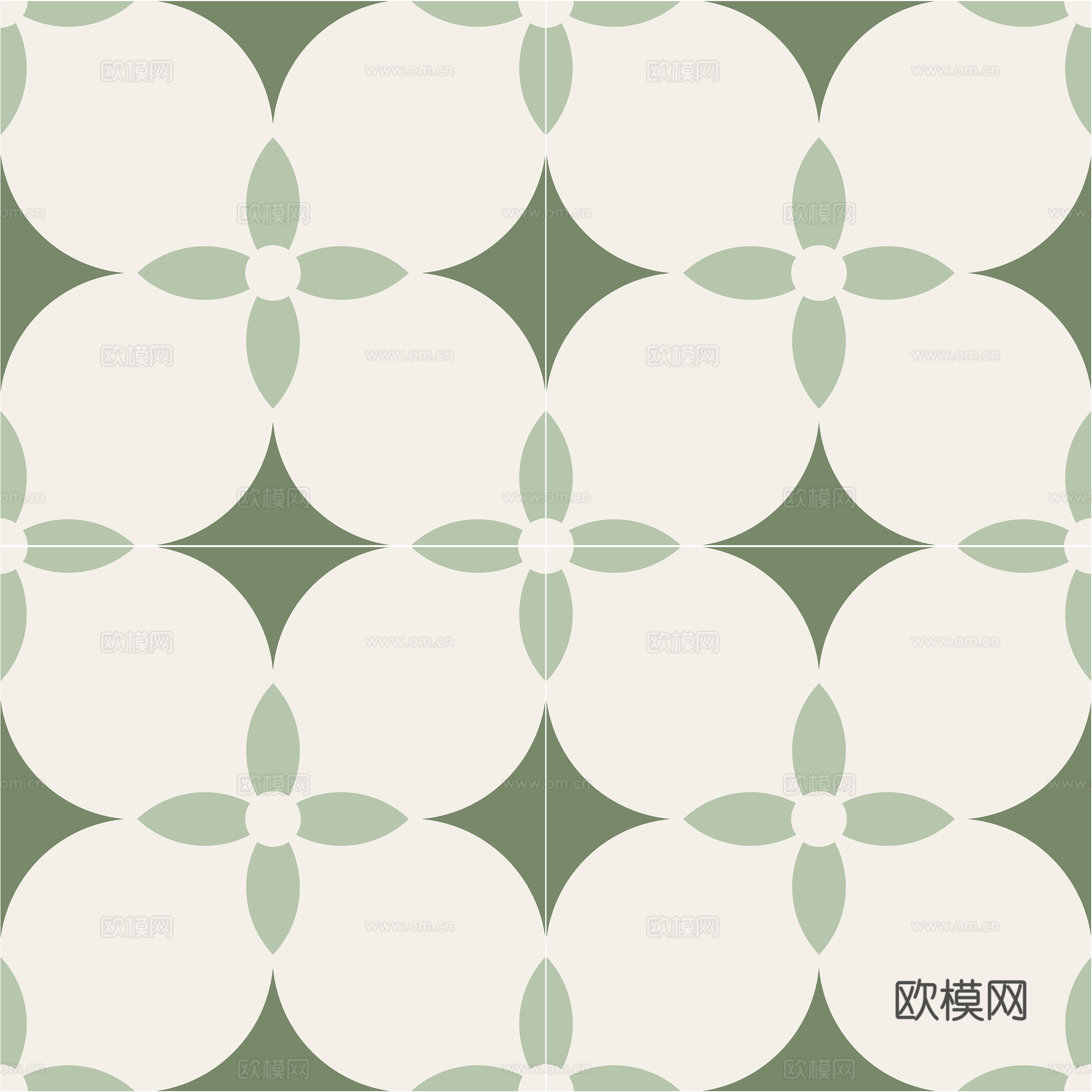 无缝复古绿色小花砖 北欧简约花砖